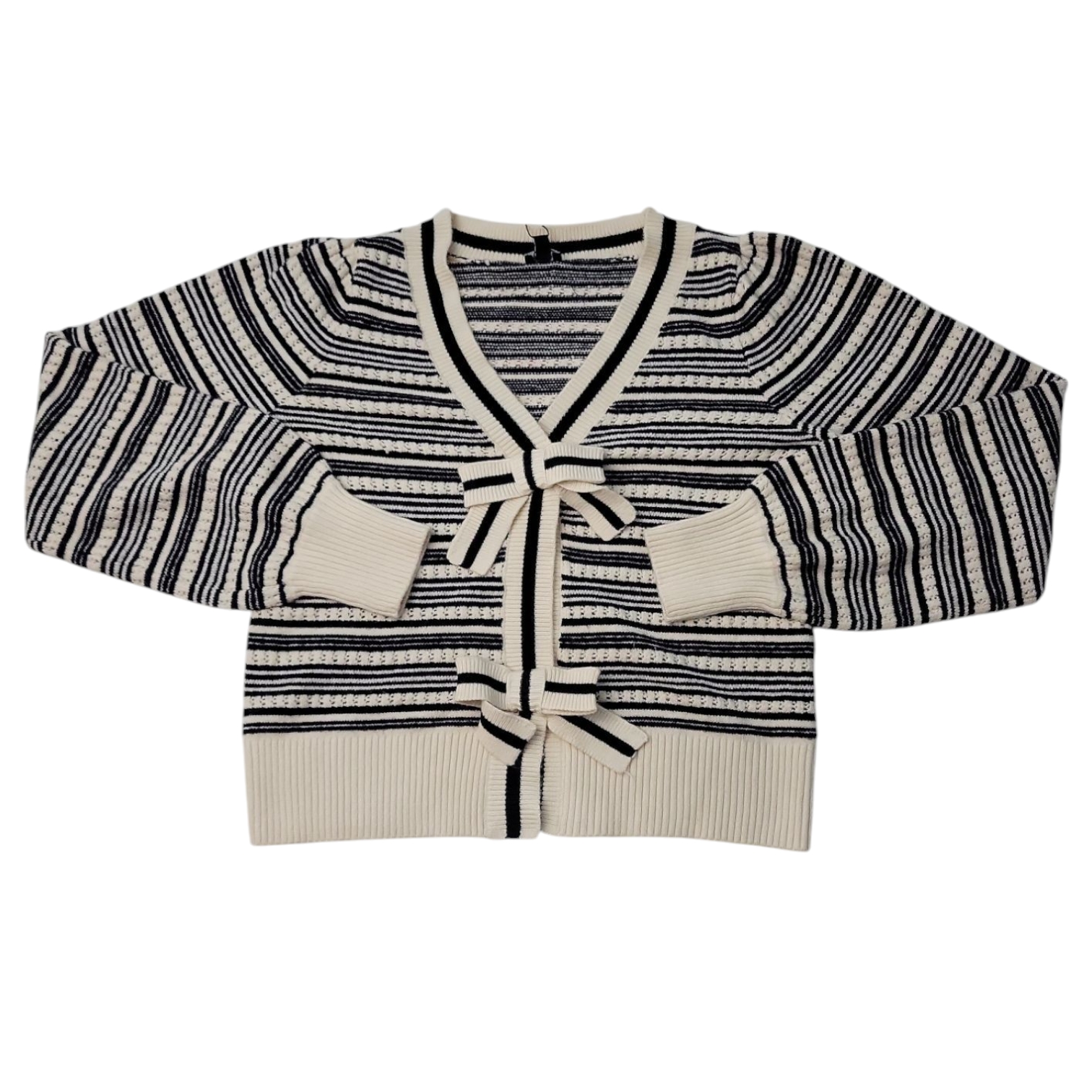 Express Women's Relaxed Fit Soft Cozy Stylish Bow Cardigan - Picture 4 of 10
