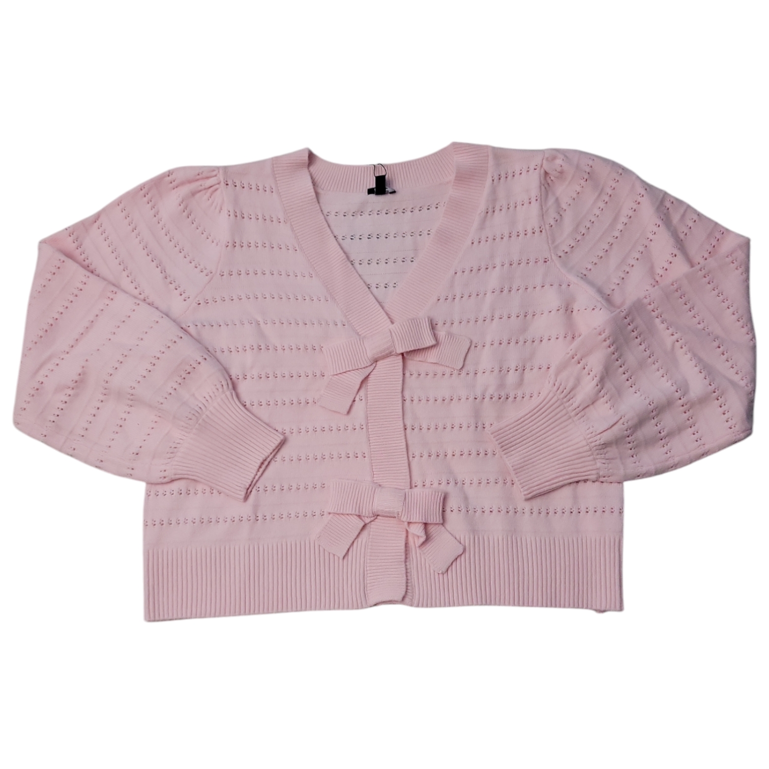 Express Women's Relaxed Fit Soft Cozy Stylish Bow Cardigan - Picture 10 of 10