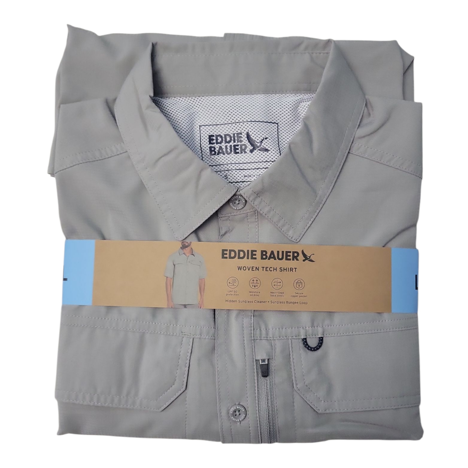 Eddie Bauer Men's Relaxed Fit Short Sleeve Woven Tech Shirt - Picture 8 of 13