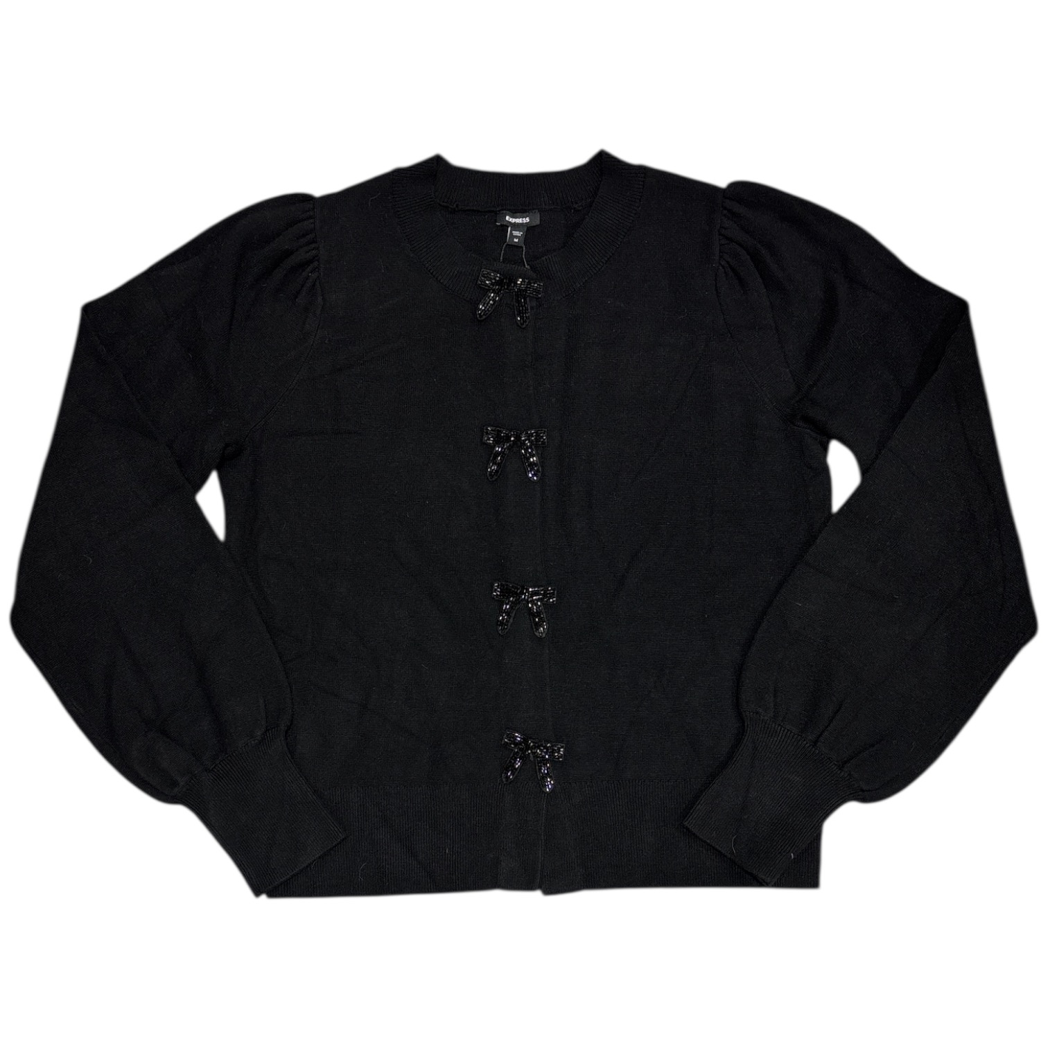 Express Women&rsquo;s Causal Fit Bow Snap Button Lightweight Cardigan
