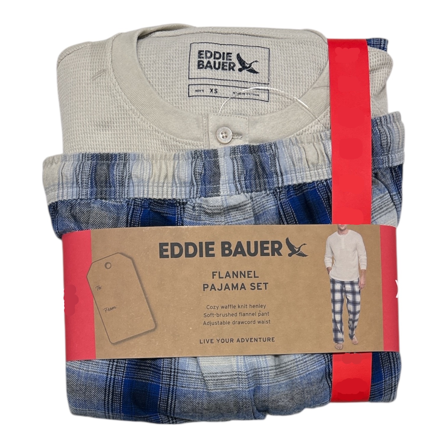 Eddie Bauer Men's Long Sleeve Waffle Henley & Flannel Pant Pajama Set