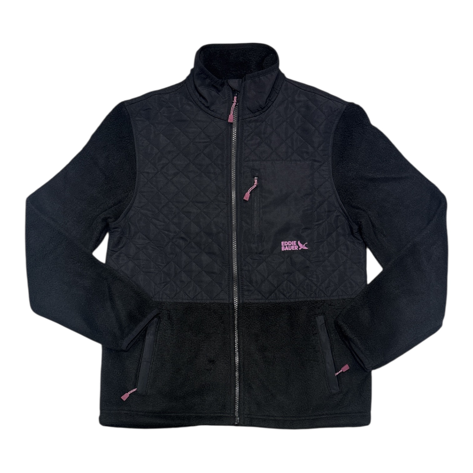 Eddie Bauer Women’s Zip Up Mixed Media Polar Fleece Jacket w/ Pockets