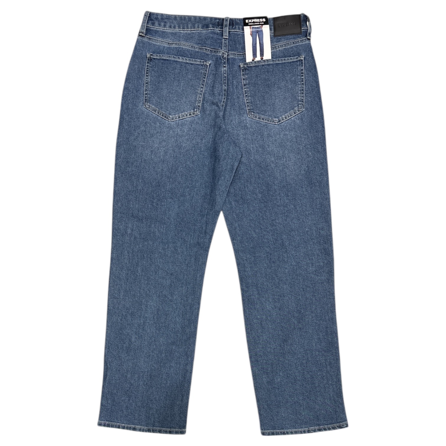 Express Womens Studded Embellished Straight Leg Jeans Med Wash