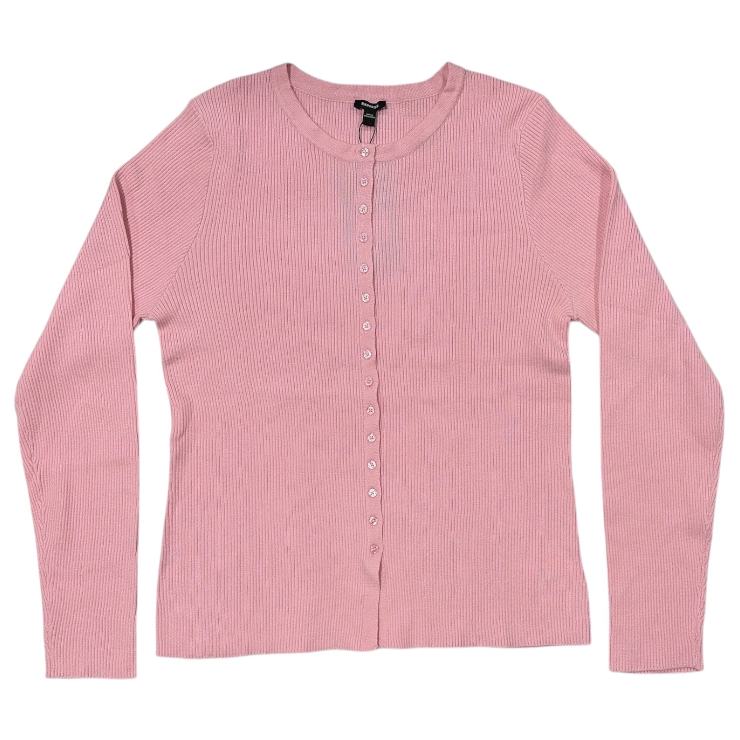 Express Women’s Lightweight Slim Fit Ribbed Button-Up Sweater