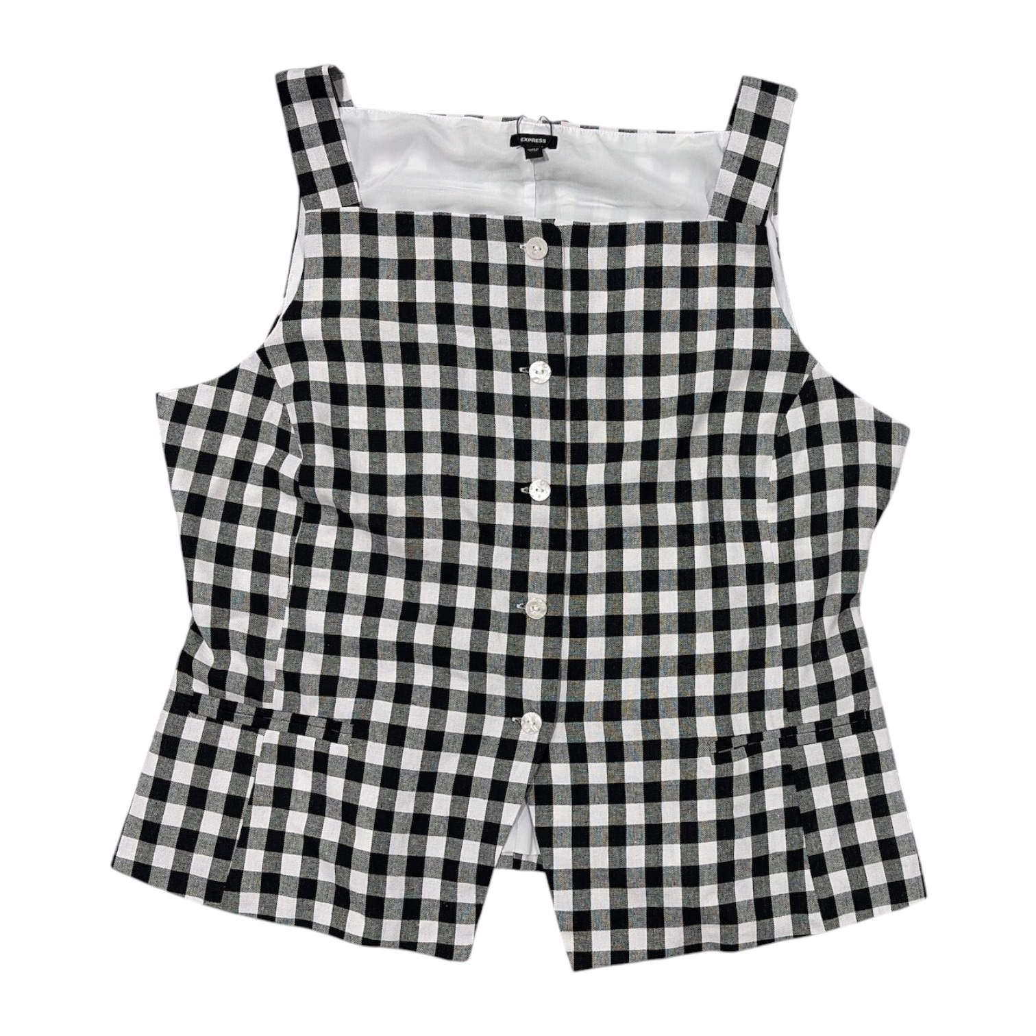 Express Women’s Lightweight Slim Fit Linen Blend Button-Up Tank Top