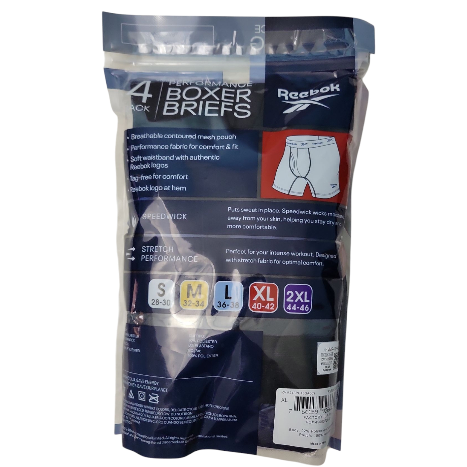 Reebok Men's 4-Pack Performance Boxer 6" Inseam Brief - Picture 7 of 9