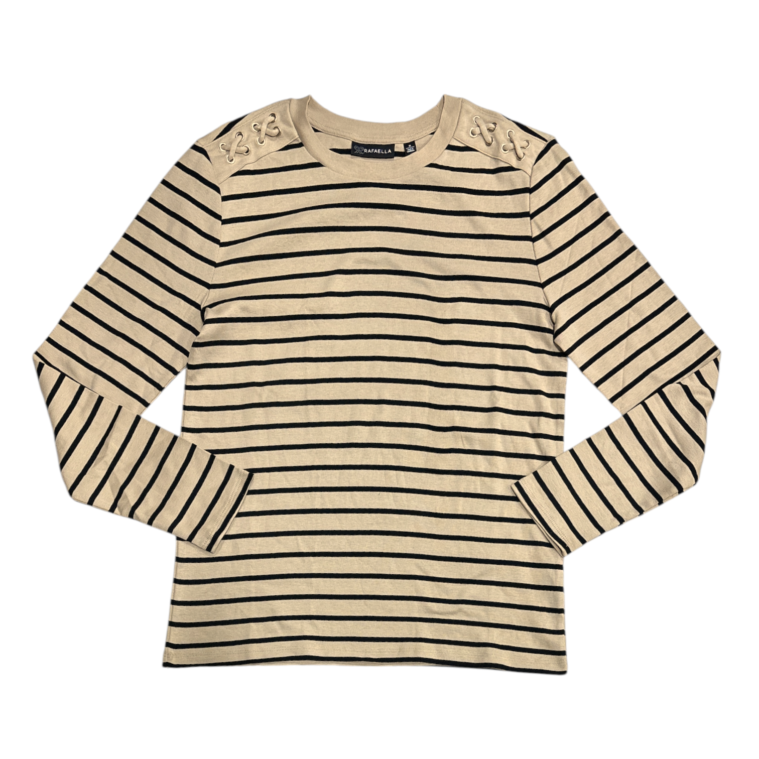 Rafaella Women's Grommet & Lacing Shoulder Detail Long Sleeve Top