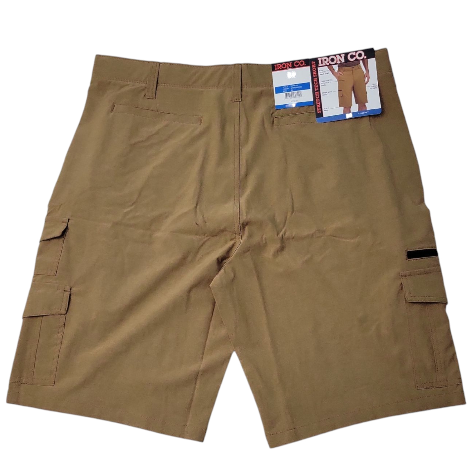 IRON Clothing Men's Flex Waistband Stretch Hybrid Multi Pocket Cargo Short