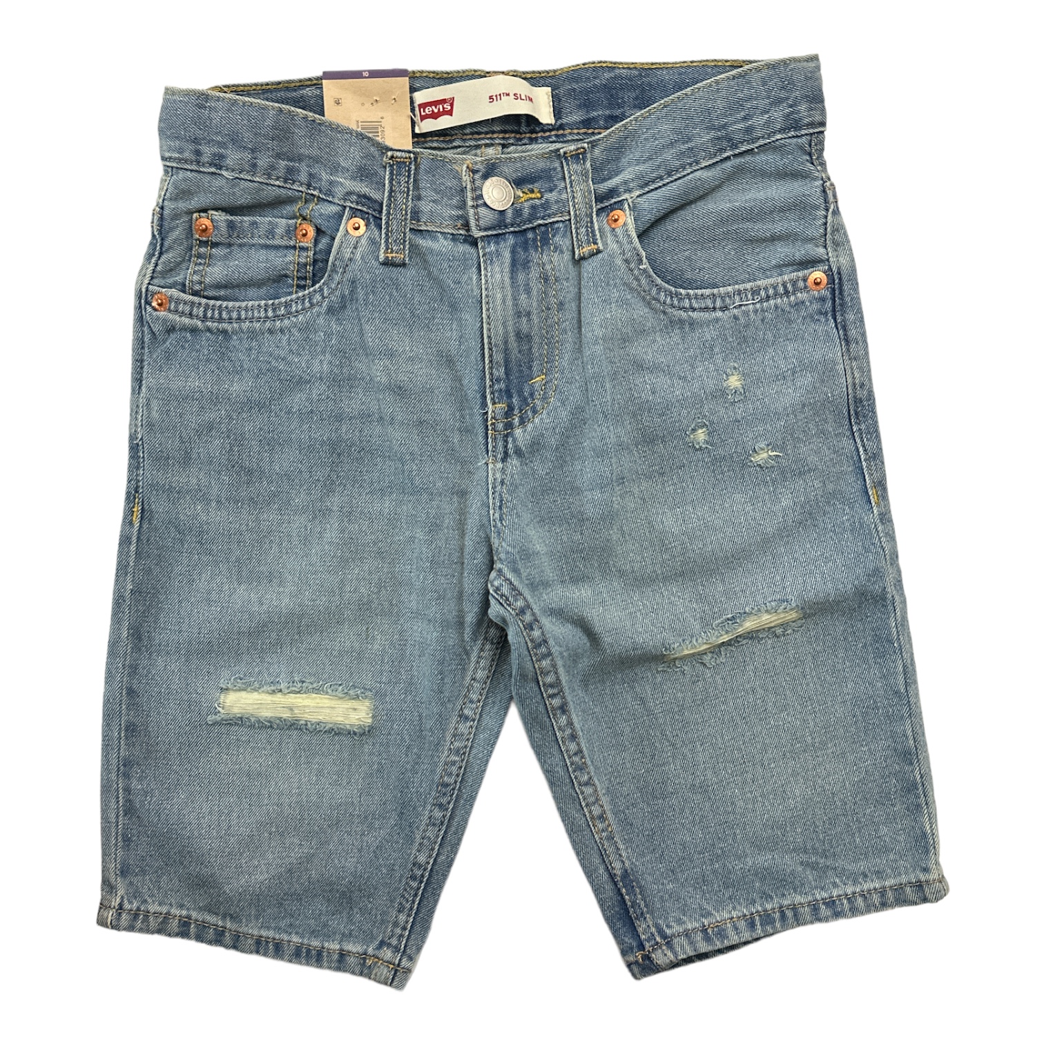 Levi's Boy's 511 Adjustable Waistband Slim Fit Distressed Denim Shorts - Picture 4 of 4