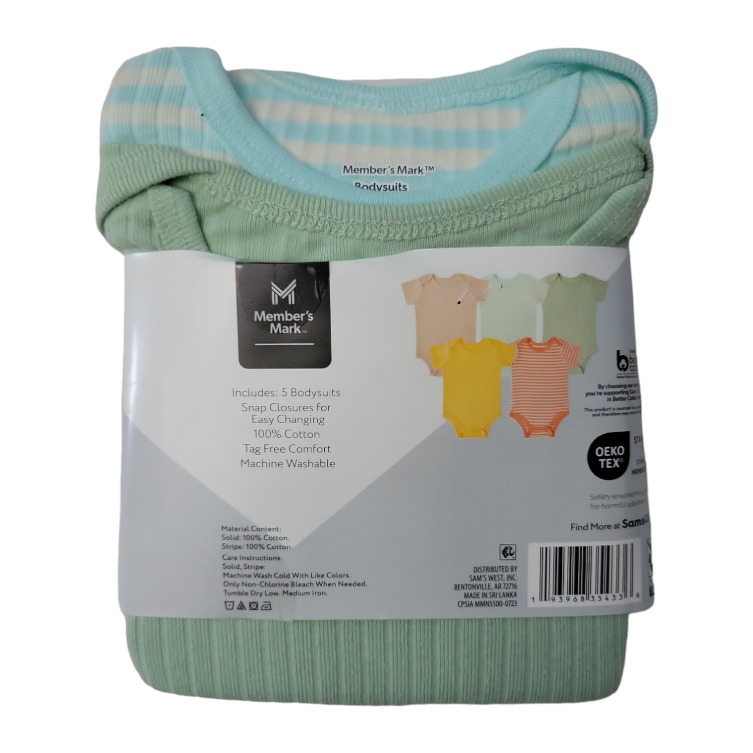 Member's Mark Snap Closure Tag-less Short Sleeve Baby 5 Pack Bodysuits - Picture 15 of 17