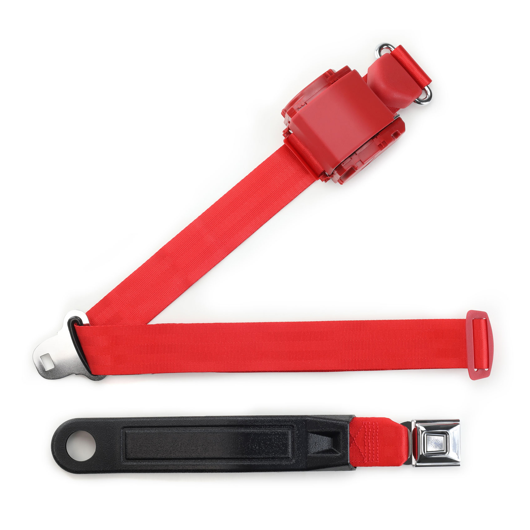 RetroBelt Bright Red Push Button 3-Point Shoulder Seat Belt - Bucket Seat