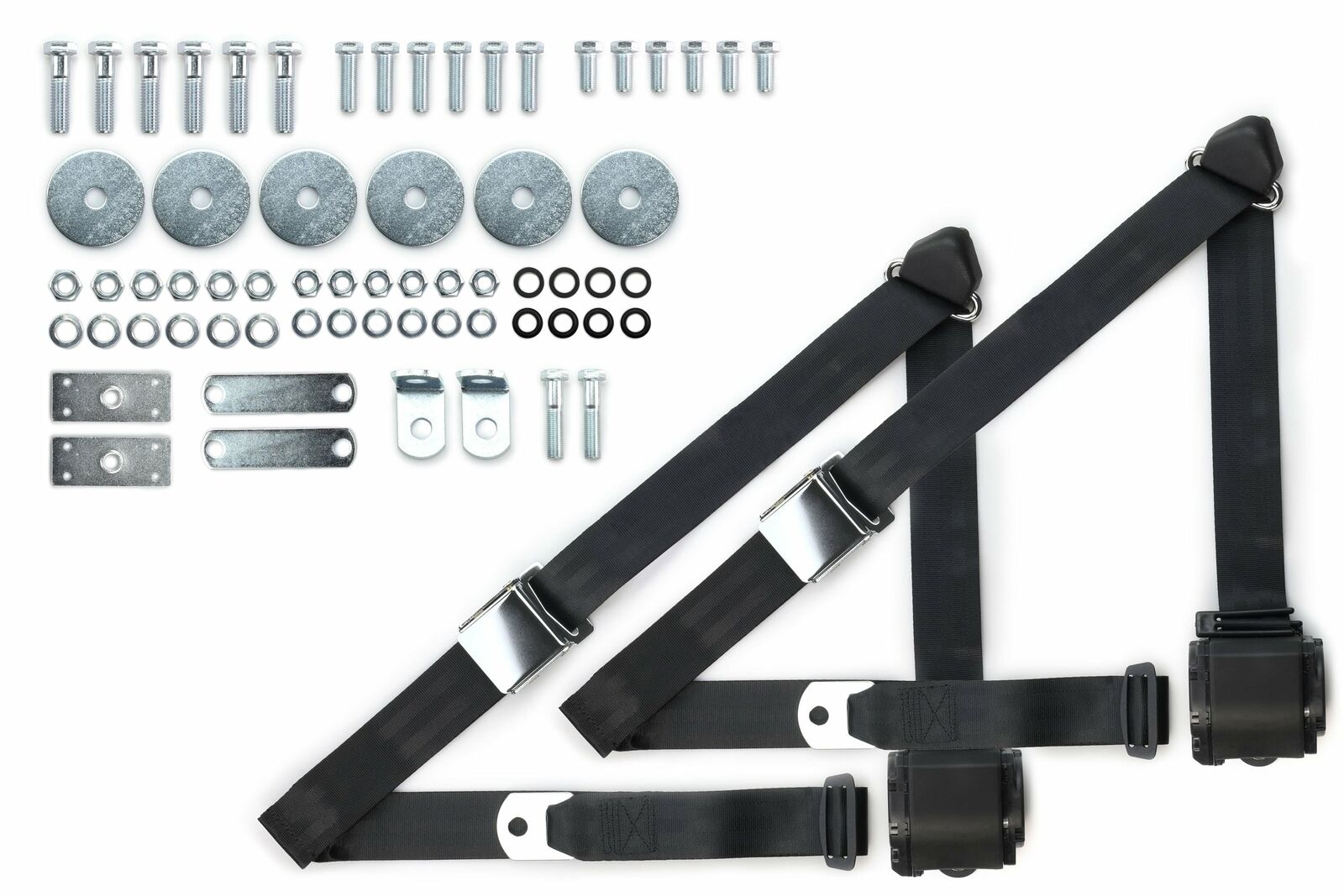 1955-57 Chevrolet Tri-Five Shoulder Belt Kit with Aviation Style Buckles Black