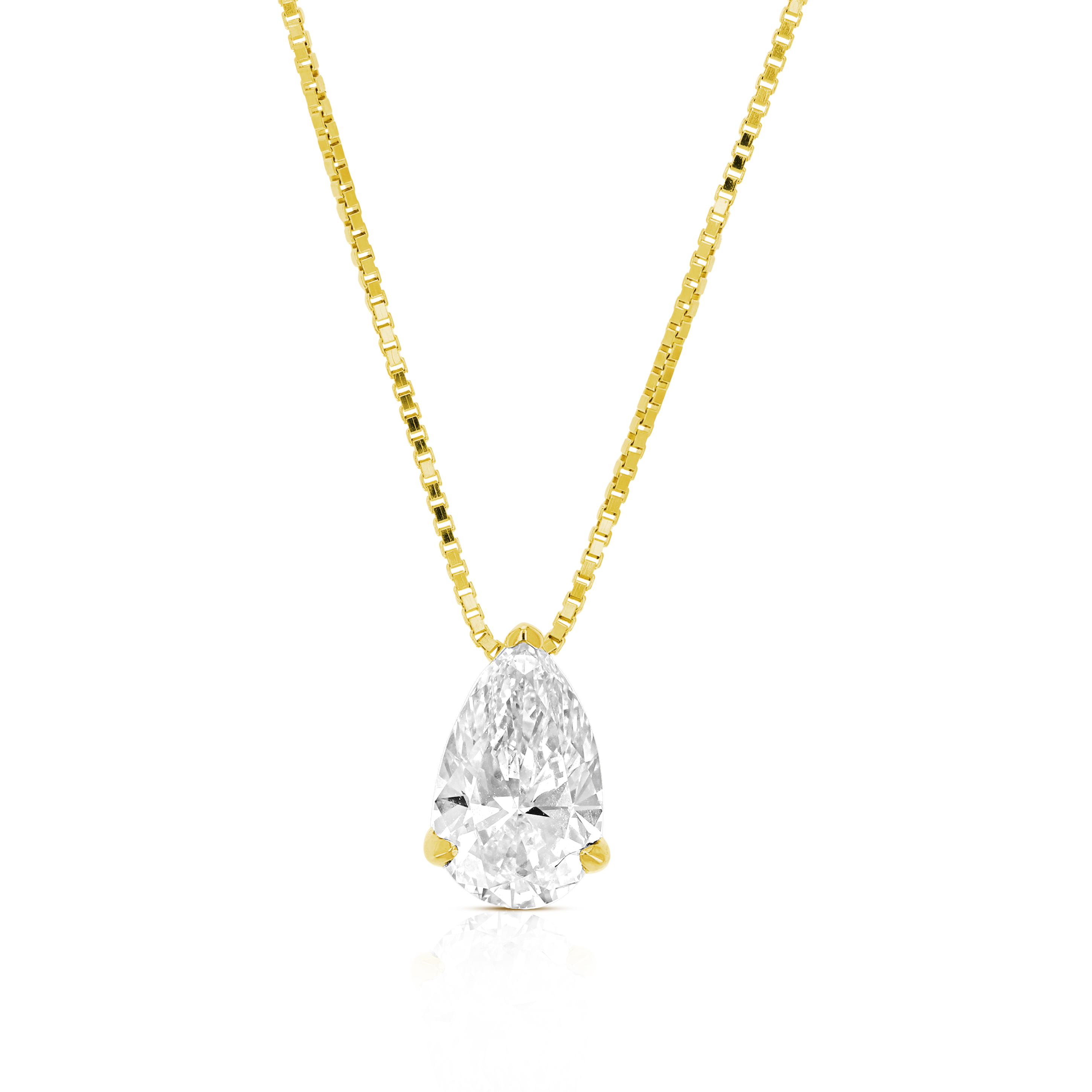1 cttw Pear Lab Grown Diamond Solitaire Pendant Necklace in 14K Gold with Chain