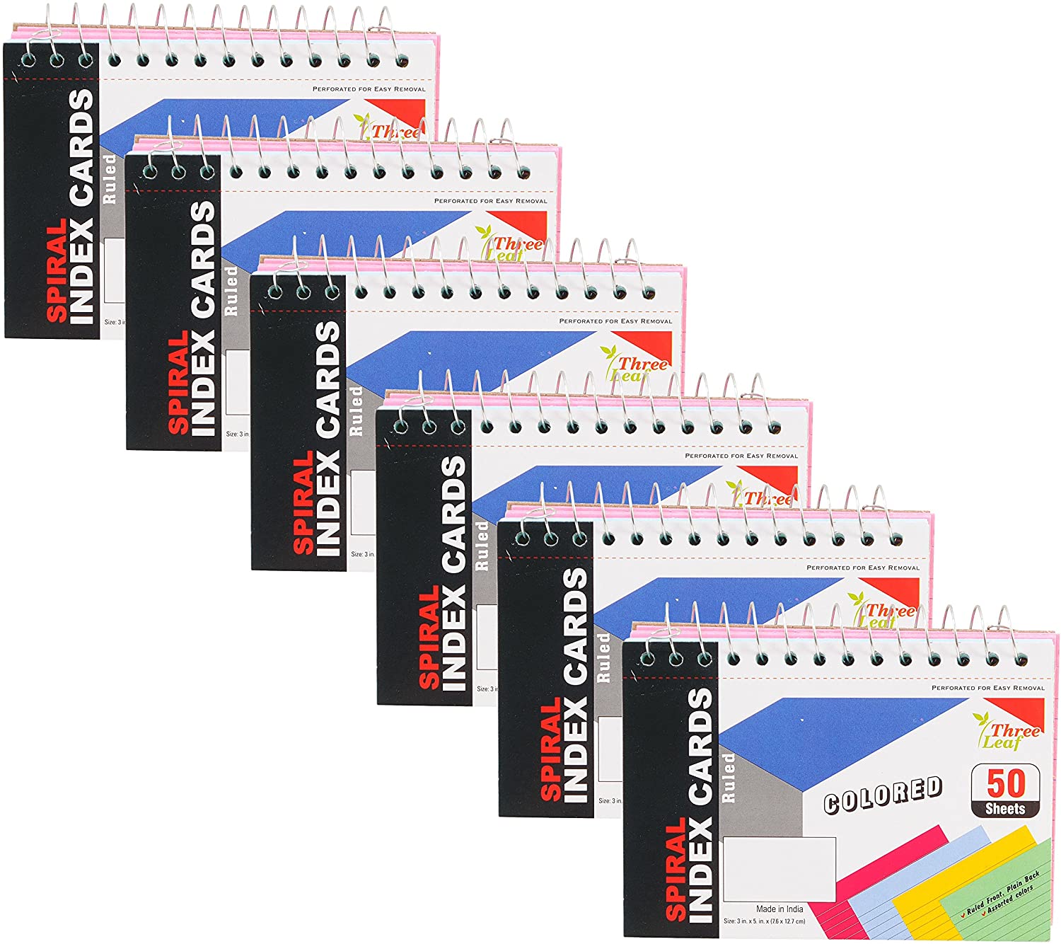 6-Pack Spiral Bound Colored Index Card Book 3