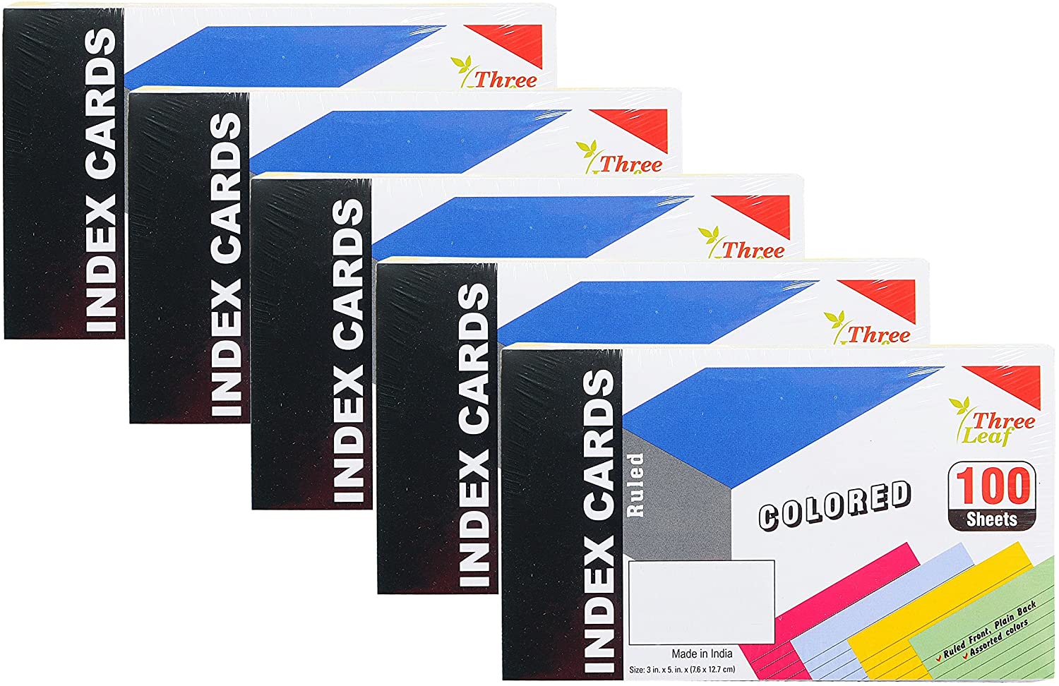 5-Pack Multicolored Index Card Pack 3