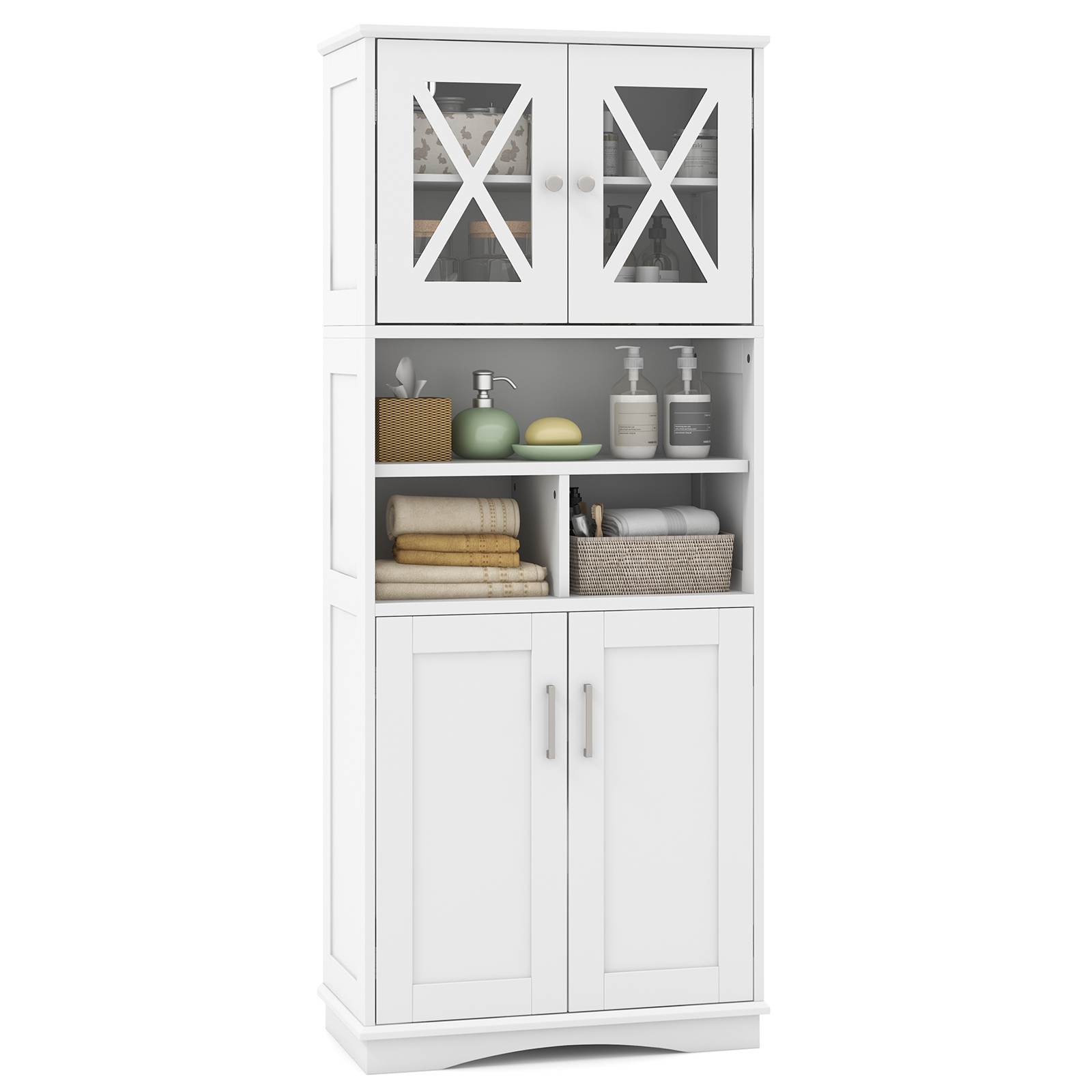 Tall Bathroom Cabinet Large Floor Storage Kitchen Cupboard Pantry Sideboard - Picture 12 of 21