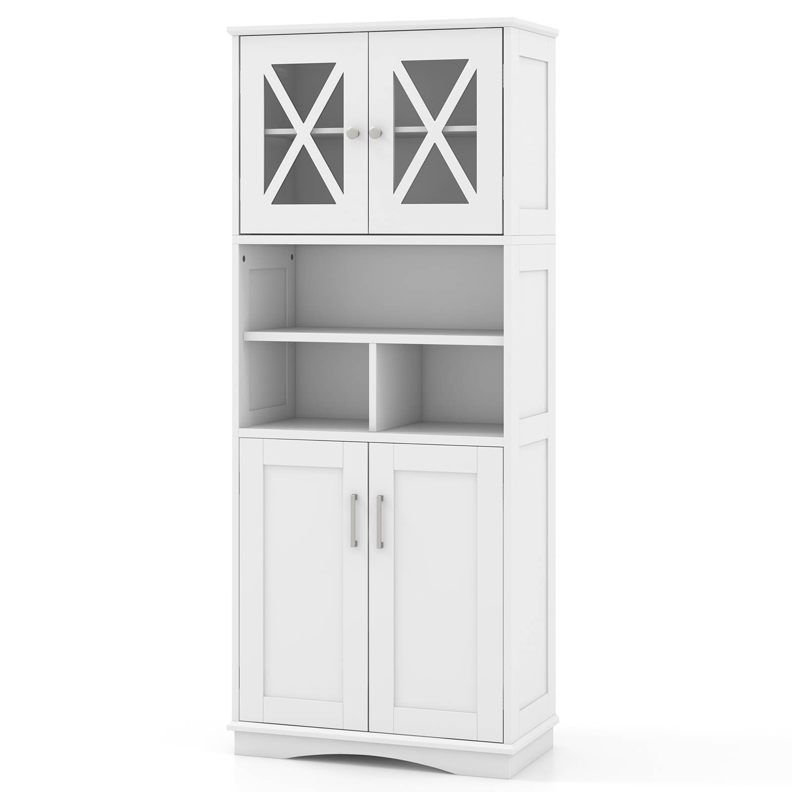 Tall Bathroom Cabinet Large Floor Storage Kitchen Cupboard Pantry Sideboard - Picture 21 of 21