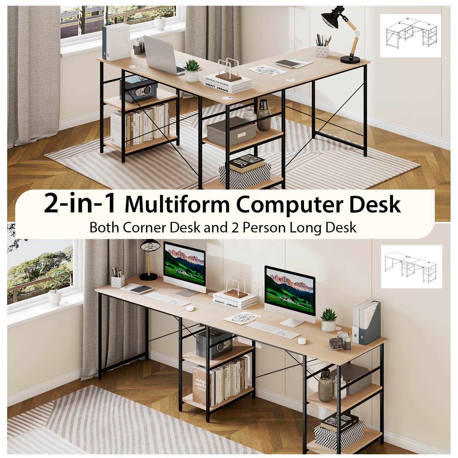 Giantex Computer Desk Convertible L-shaped Study Writing Table Metal Frame 151CM - Picture 26 of 42
