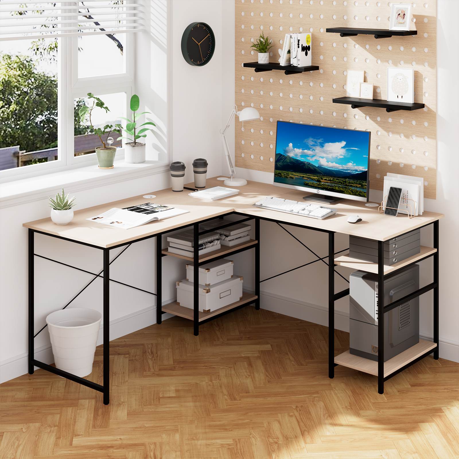Giantex Computer Desk Convertible L-shaped Study Writing Table Metal Frame 151CM - Picture 30 of 42