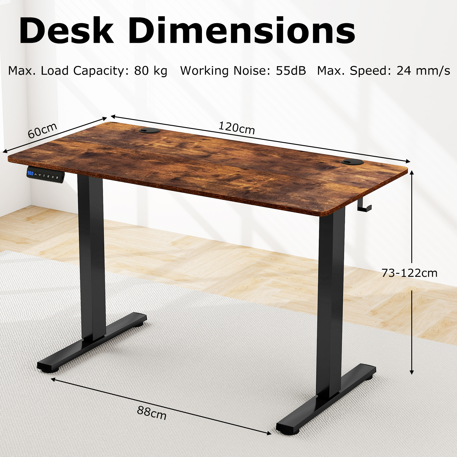 120/140cm Electric Standing Desk Home Office Sit Stand Adjustable Computer Desk - Picture 26 of 32