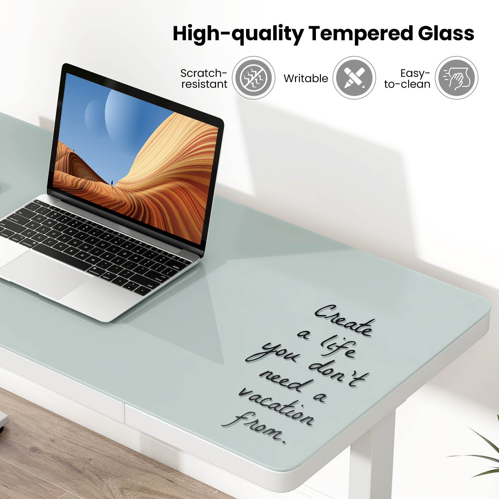 120x60cm Electric Standing Desk w/ Drawer & Tempered Glass Top Home Office - Picture 12 of 18
