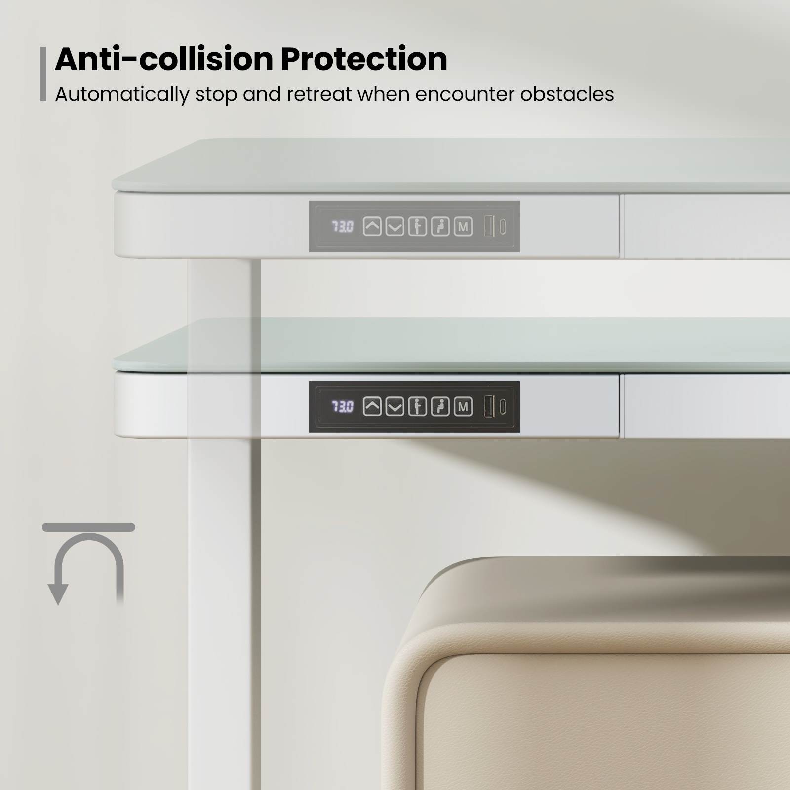120x60cm Electric Standing Desk w/ Drawer & Tempered Glass Top Home Office - Picture 17 of 18