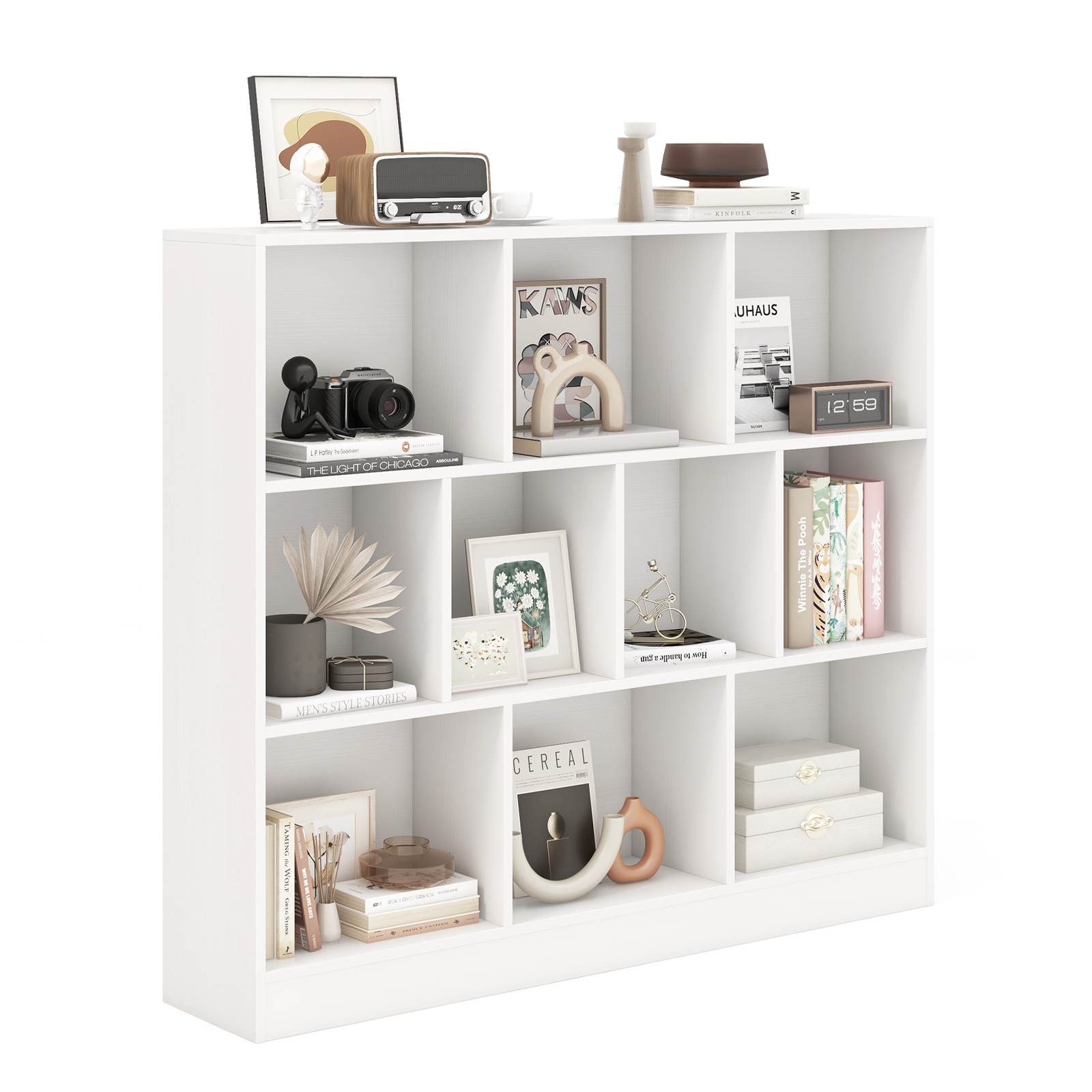 8/10-Cube 3-Tier Bookshelf Storage Organizer Wood Display Shelf Living Room - Picture 35 of 50