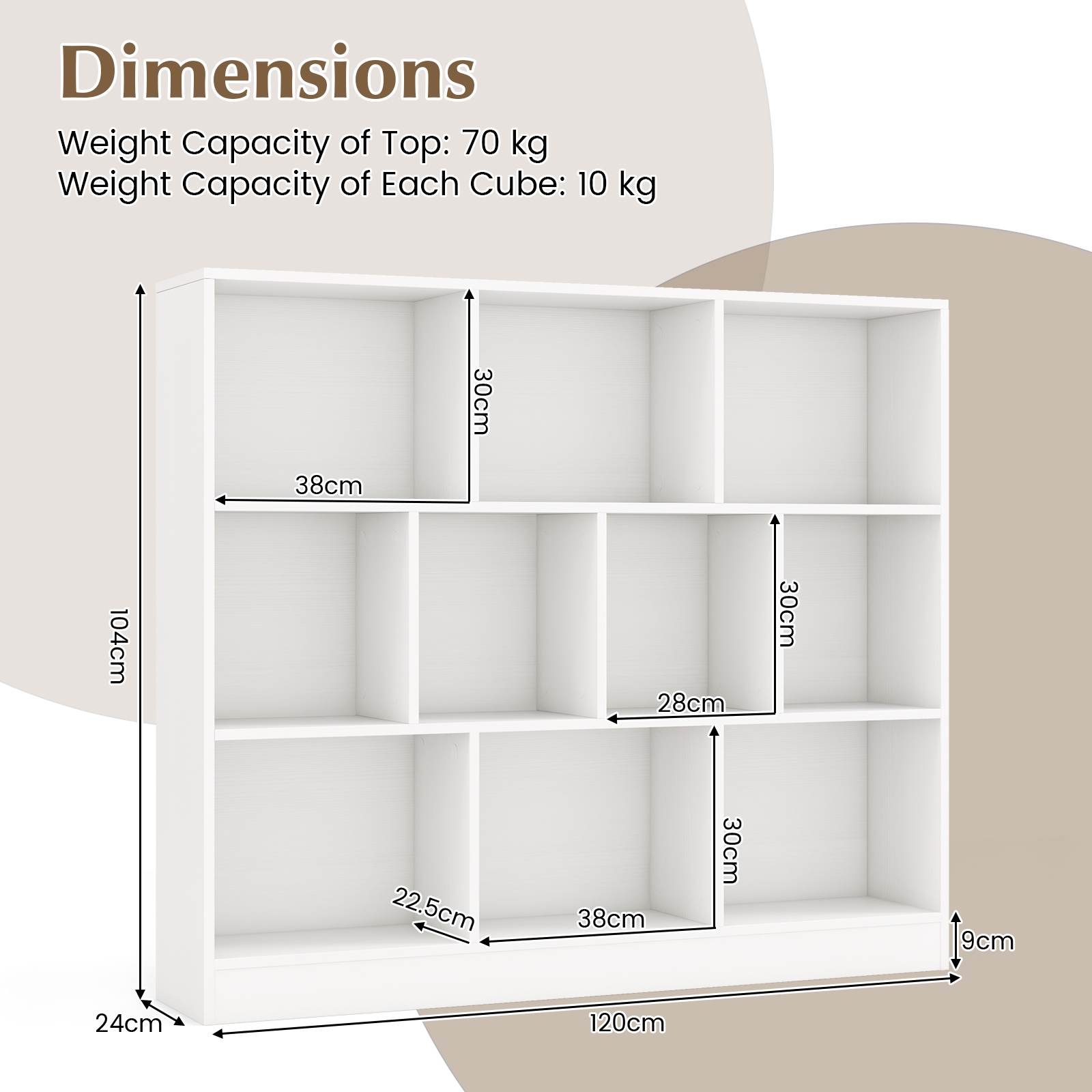 8/10-Cube 3-Tier Bookshelf Storage Organizer Wood Display Shelf Living Room - Picture 36 of 50