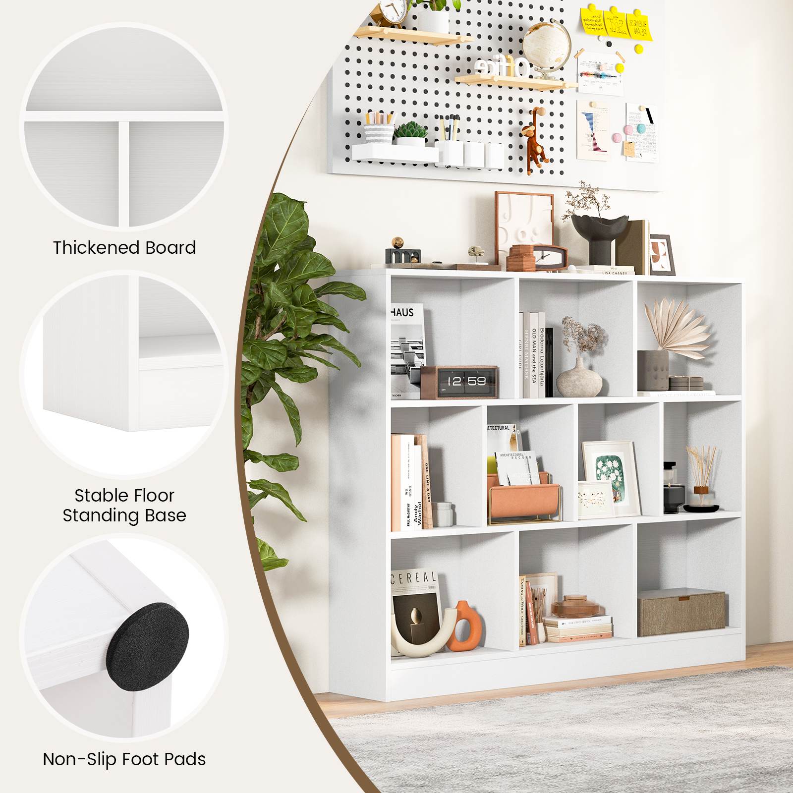 8/10-Cube 3-Tier Bookshelf Storage Organizer Wood Display Shelf Living Room - Picture 40 of 50