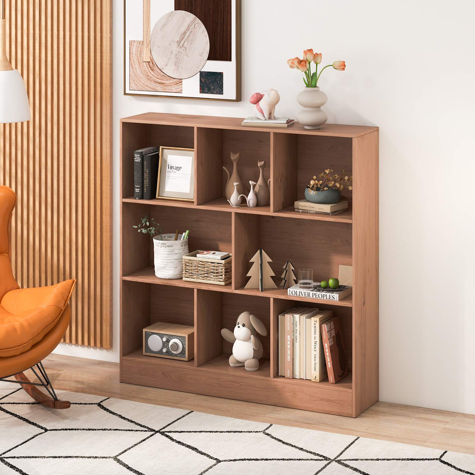 8/10-Cube 3-Tier Bookshelf Storage Organizer Wood Display Shelf Living Room - Picture 15 of 50