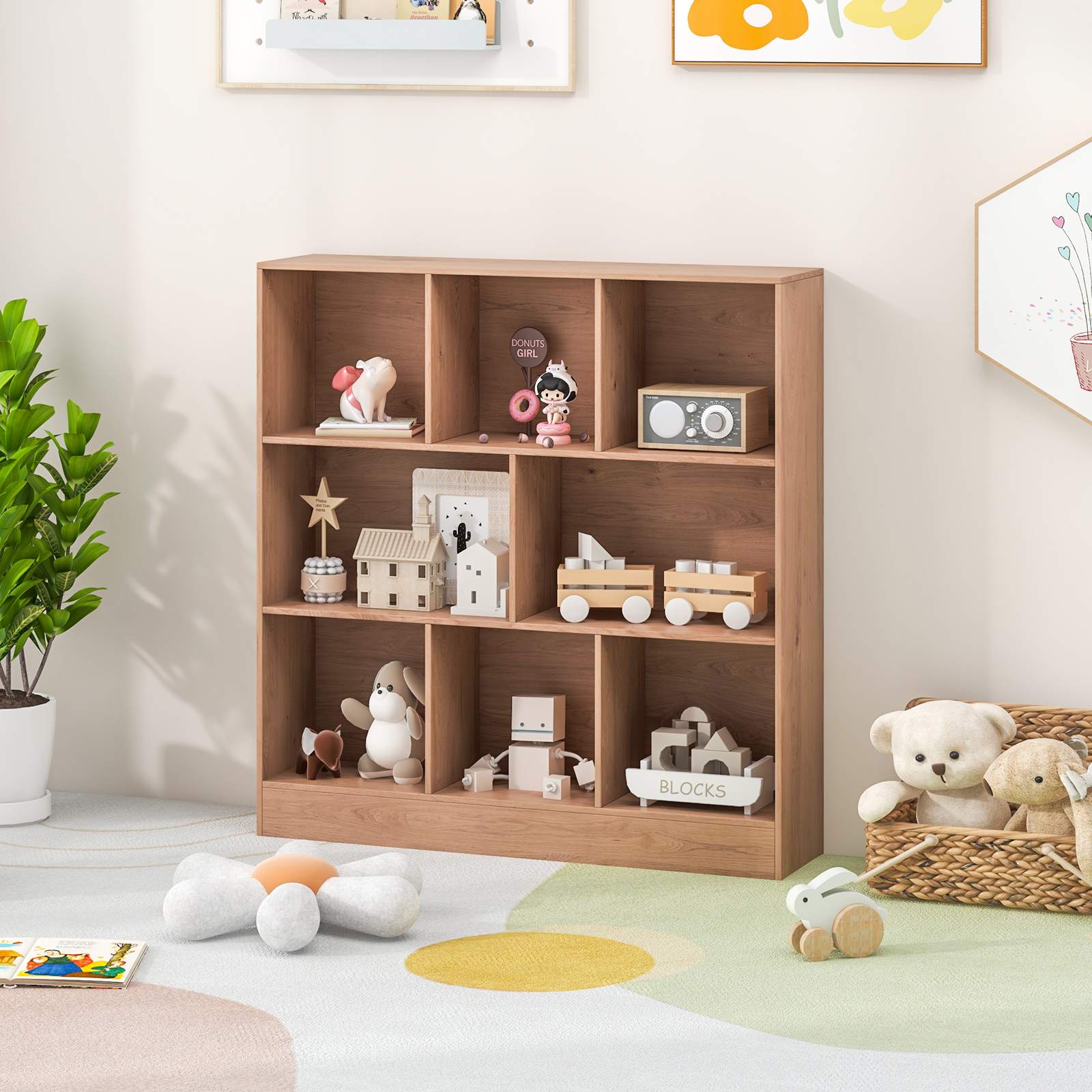 8/10-Cube 3-Tier Bookshelf Storage Organizer Wood Display Shelf Living Room - Picture 17 of 50