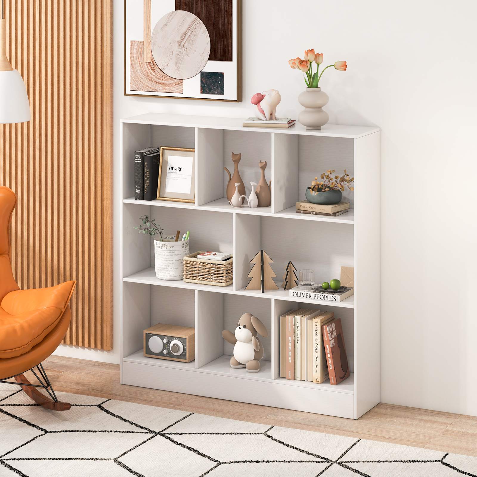 8/10-Cube 3-Tier Bookshelf Storage Organizer Wood Display Shelf Living Room - Picture 32 of 50