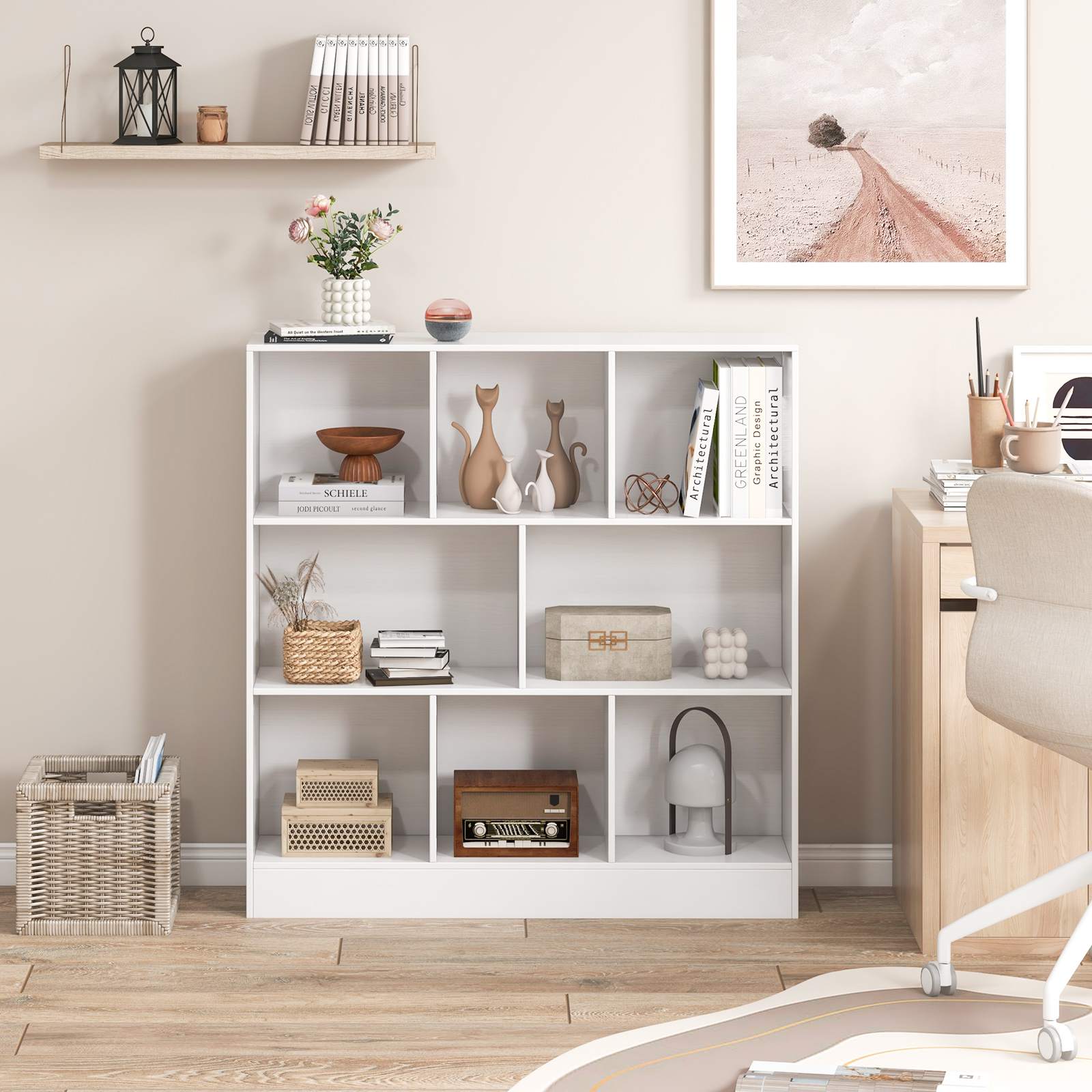 8/10-Cube 3-Tier Bookshelf Storage Organizer Wood Display Shelf Living Room - Picture 33 of 50
