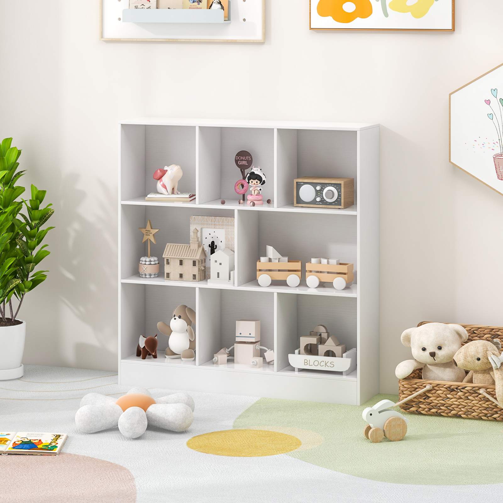 8/10-Cube 3-Tier Bookshelf Storage Organizer Wood Display Shelf Living Room - Picture 34 of 50