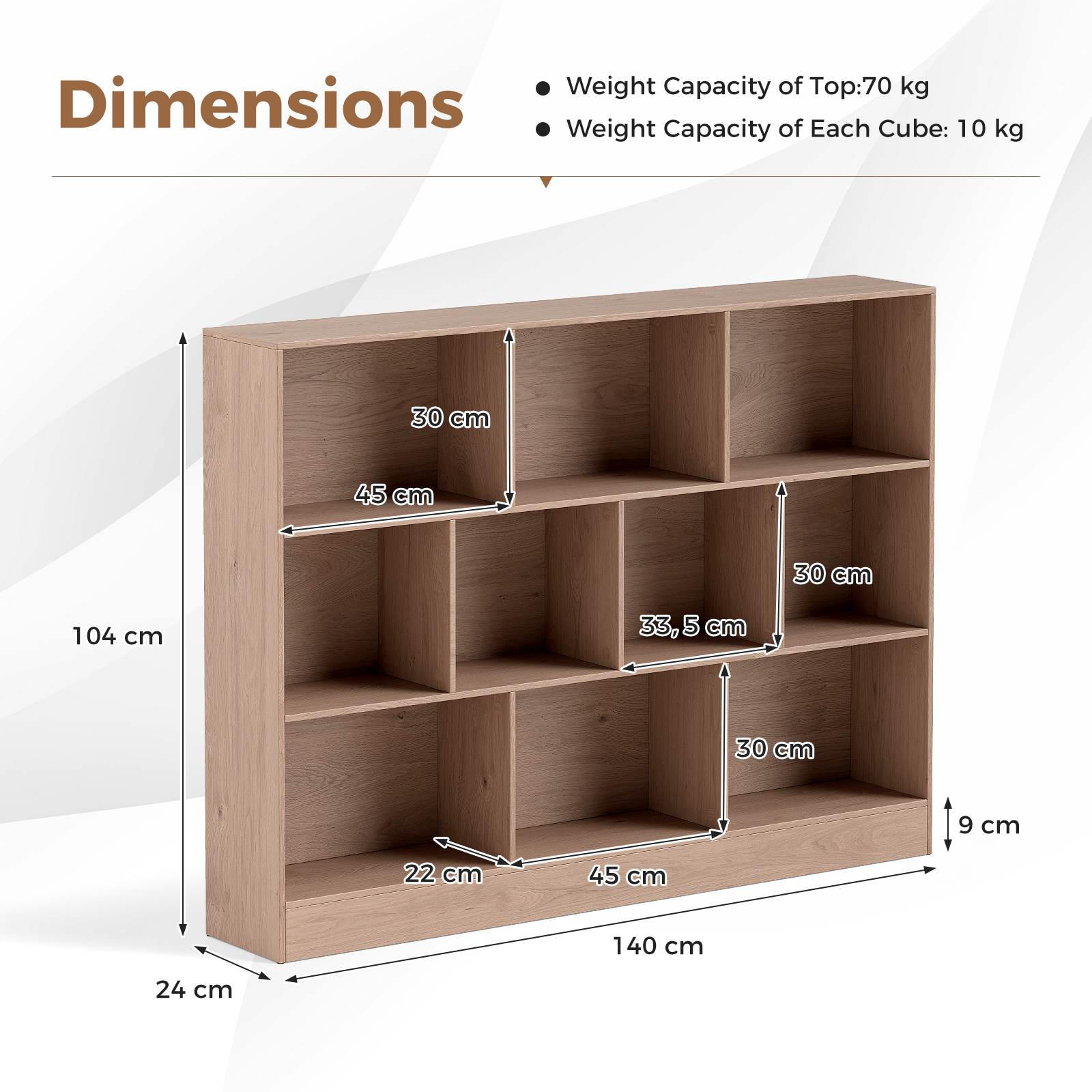 8/10-Cube 3-Tier Bookshelf Storage Organizer Wood Display Shelf Living Room - Picture 19 of 50