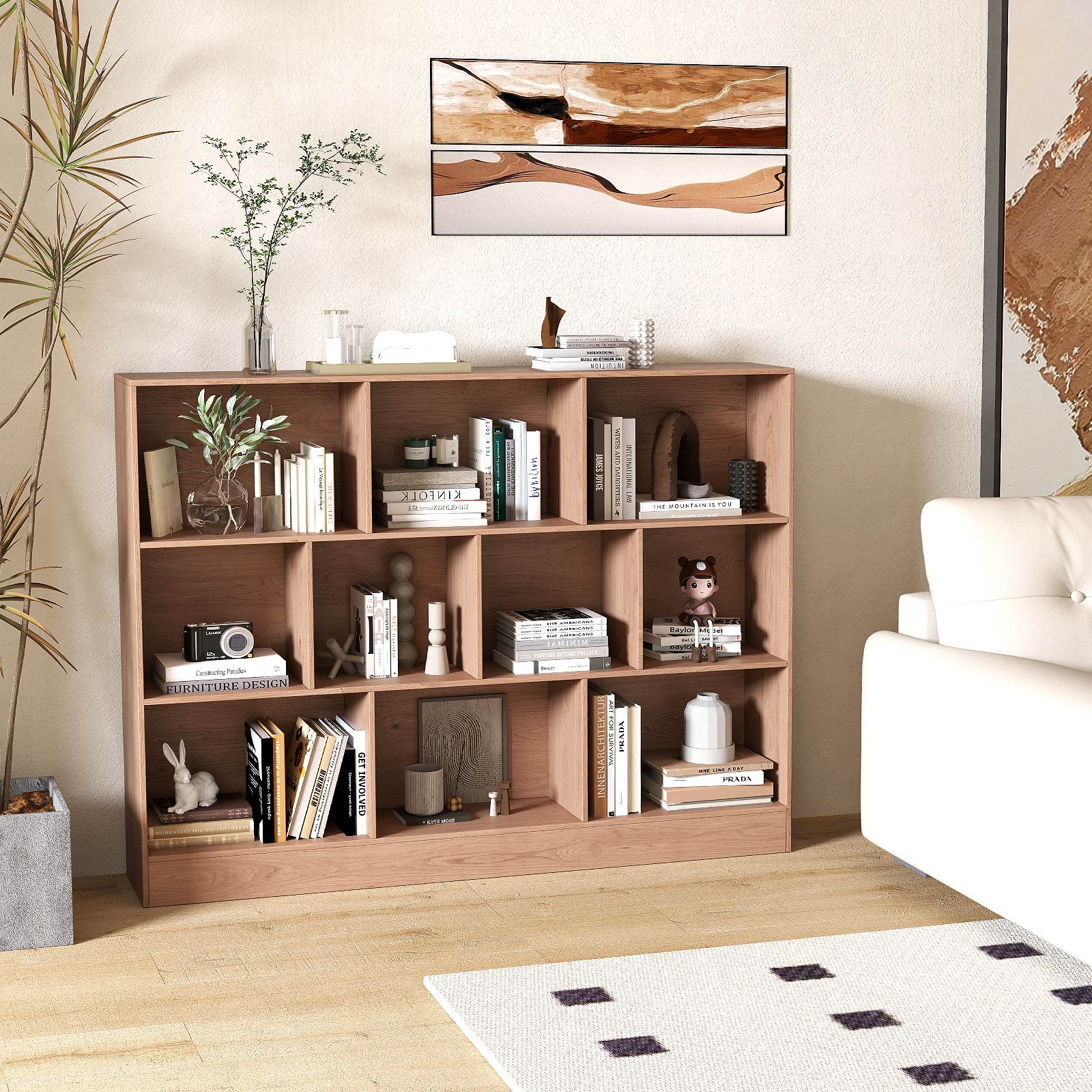 8/10-Cube 3-Tier Bookshelf Storage Organizer Wood Display Shelf Living Room - Picture 24 of 50