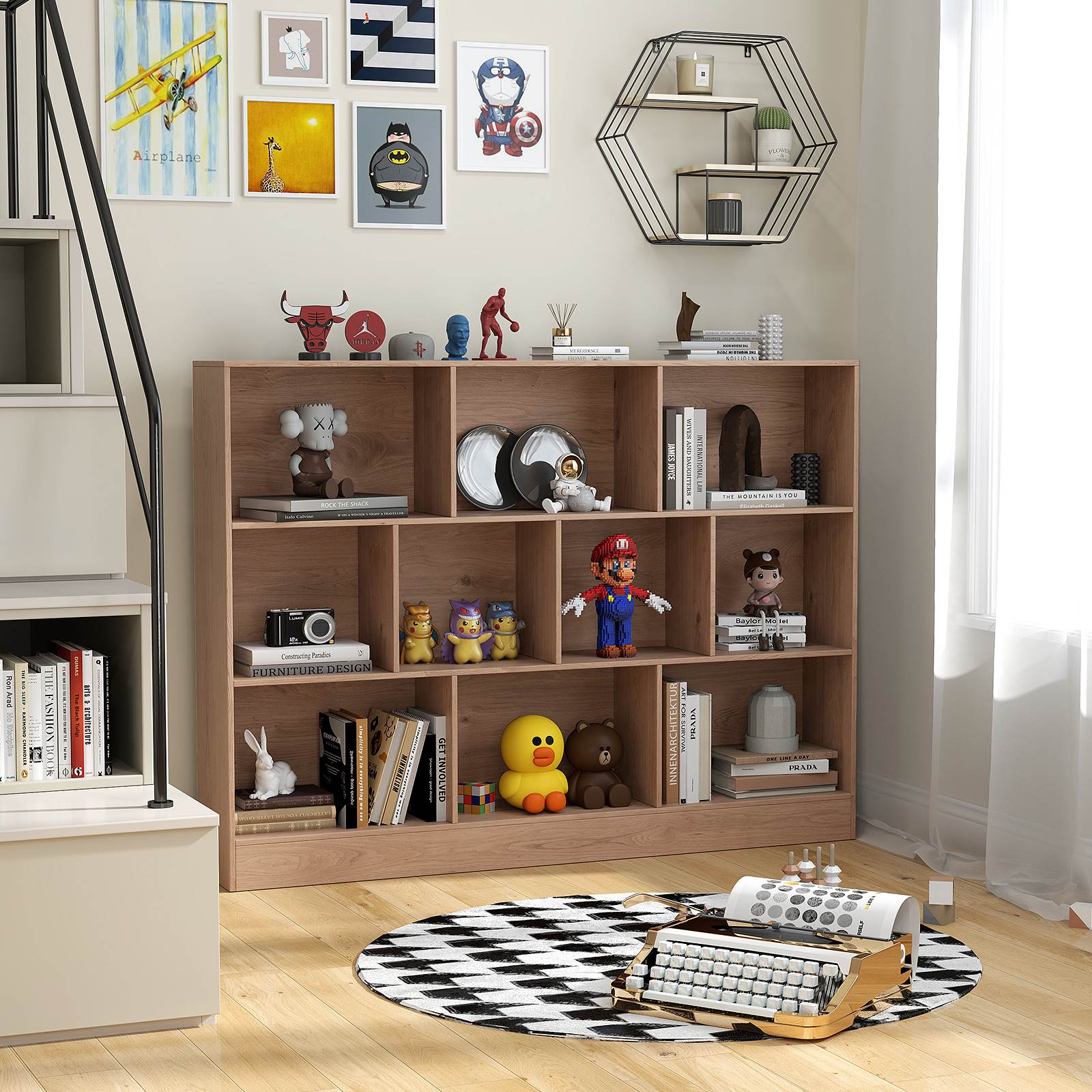 8/10-Cube 3-Tier Bookshelf Storage Organizer Wood Display Shelf Living Room - Picture 25 of 50