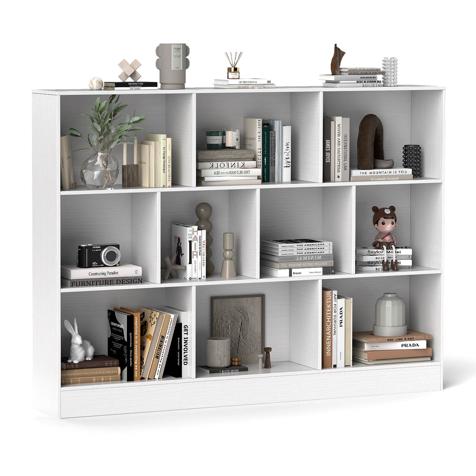 8/10-Cube 3-Tier Bookshelf Storage Organizer Wood Display Shelf Living Room - Picture 43 of 50