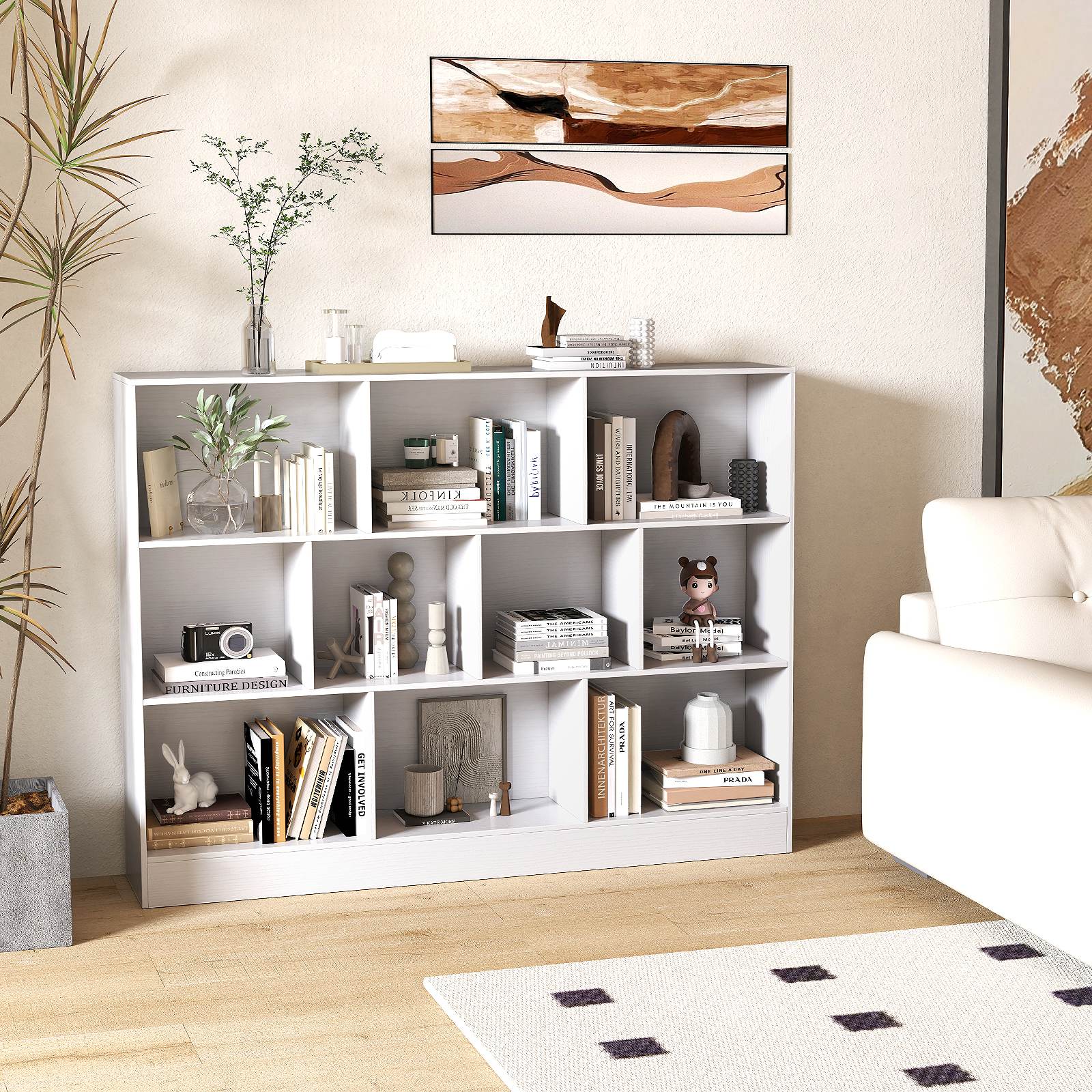 8/10-Cube 3-Tier Bookshelf Storage Organizer Wood Display Shelf Living Room - Picture 49 of 50