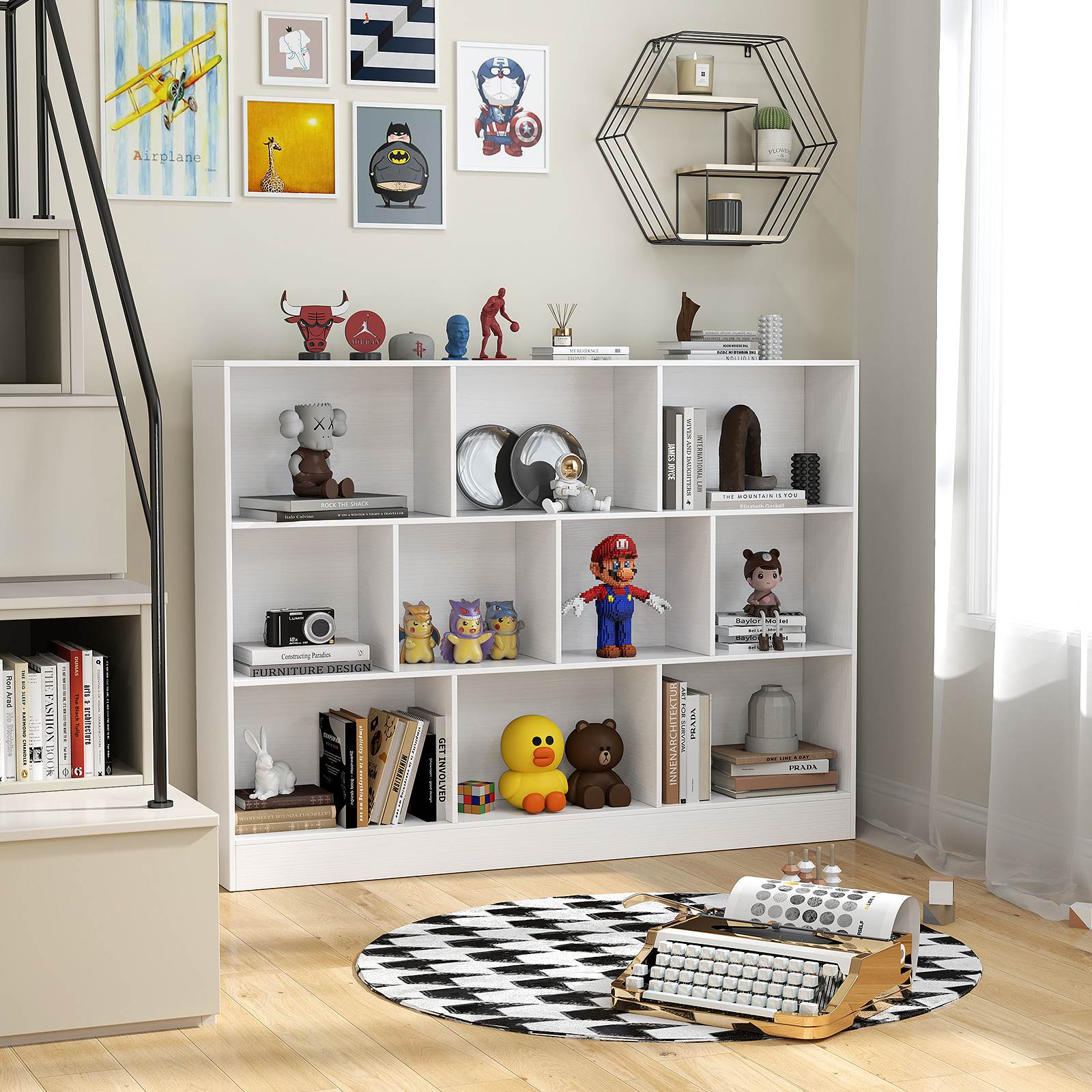 8/10-Cube 3-Tier Bookshelf Storage Organizer Wood Display Shelf Living Room - Picture 50 of 50