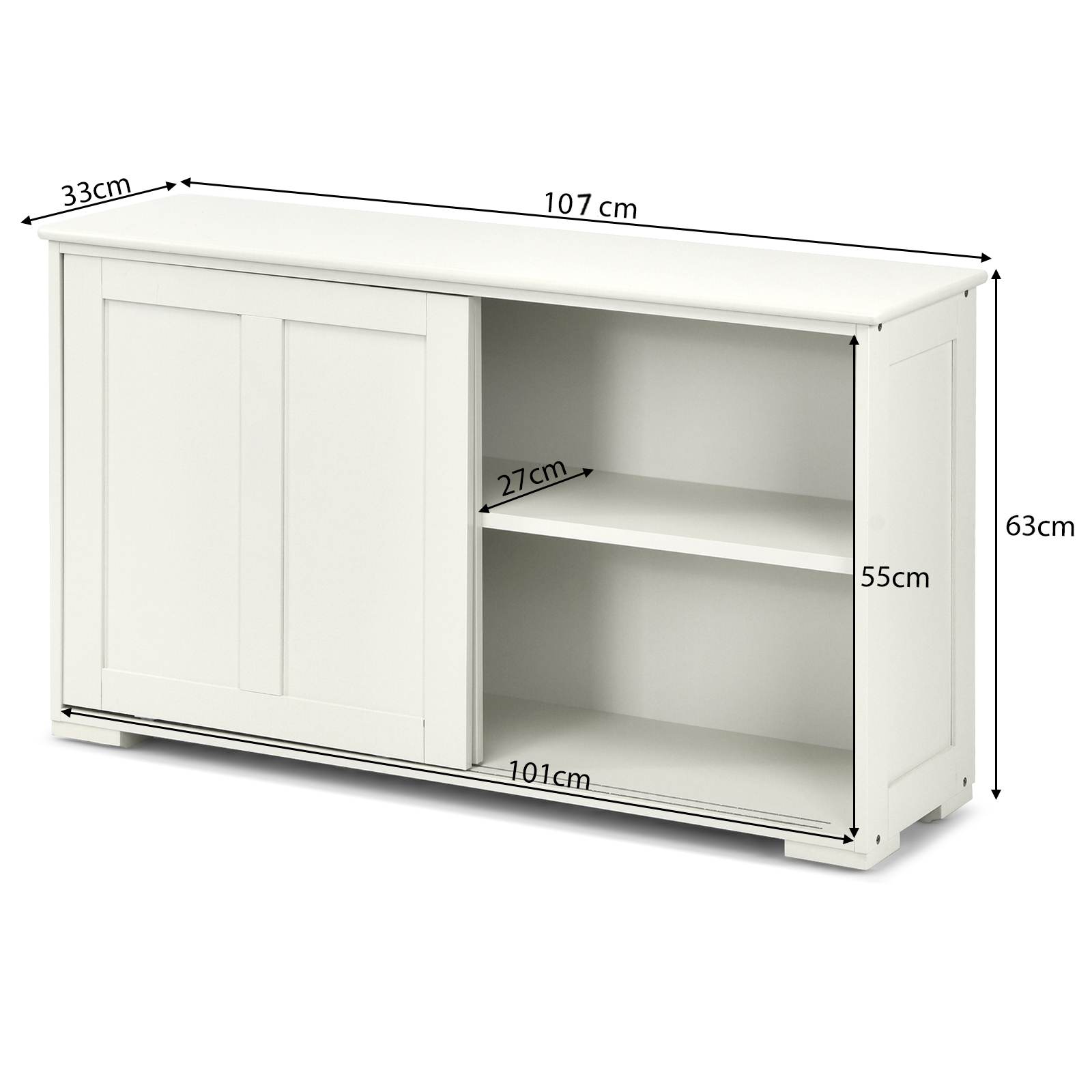 Modern Buffet Cabinet Stackable Sideboard w/ 2 Sliding Doors Storage Cabinet - Picture 21 of 27