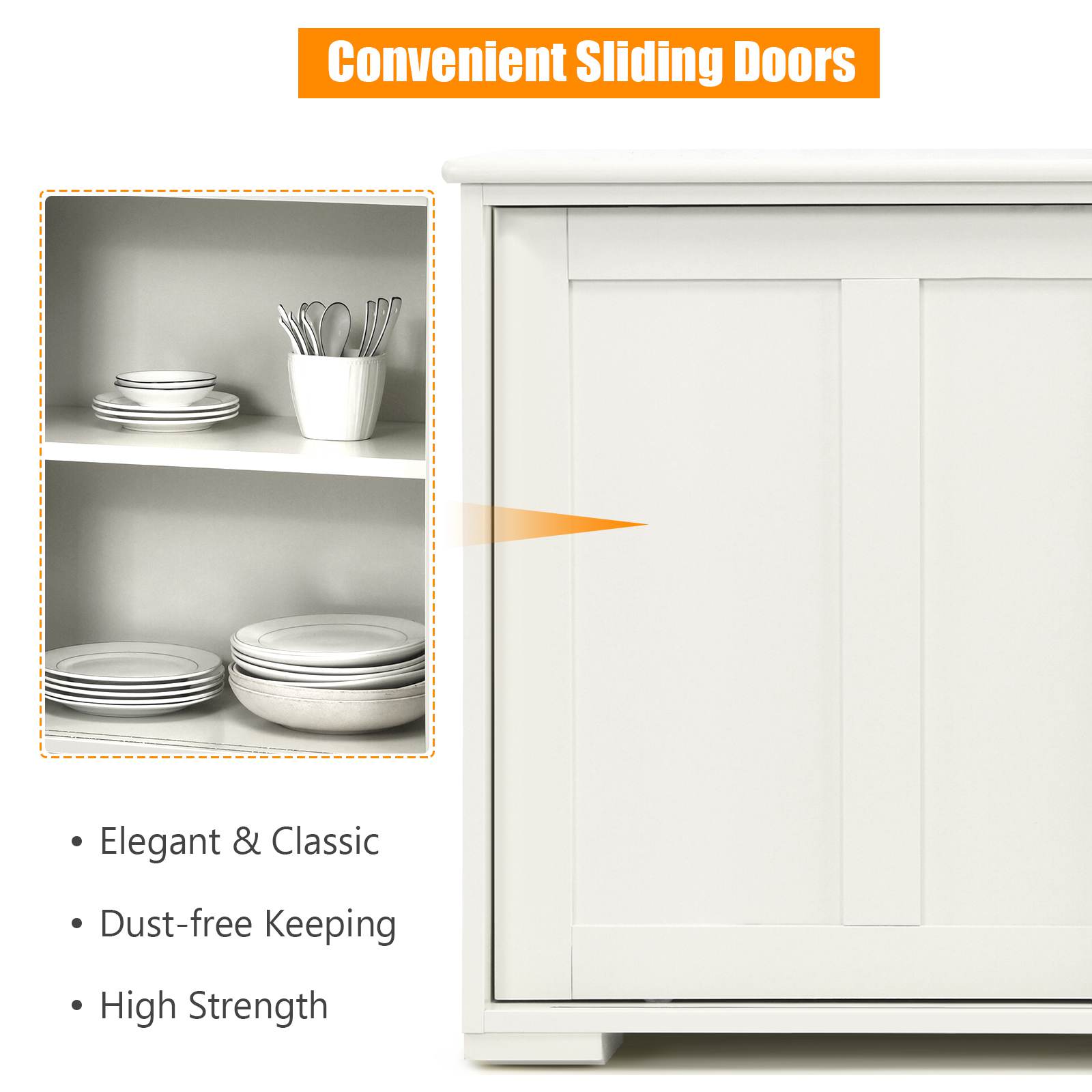 Modern Buffet Cabinet Stackable Sideboard w/ 2 Sliding Doors Storage Cabinet - Picture 24 of 27