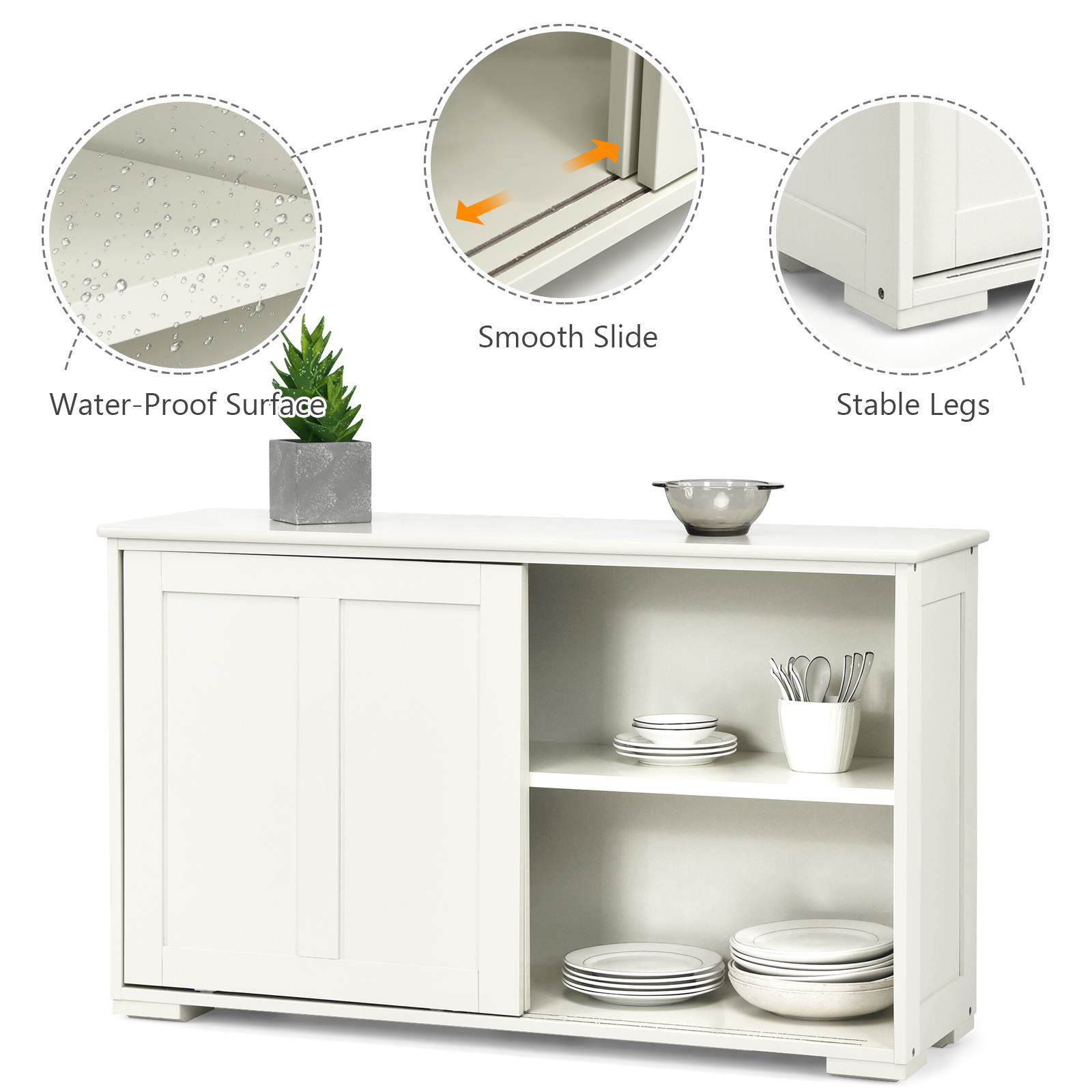 Modern Buffet Cabinet Stackable Sideboard w/ 2 Sliding Doors Storage Cabinet - Picture 25 of 27