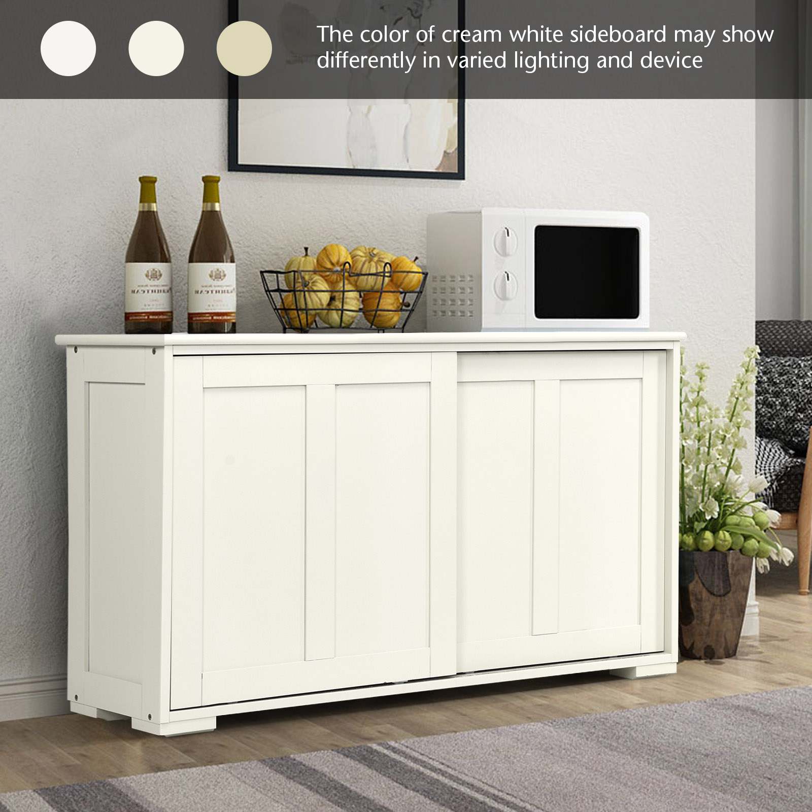 Modern Buffet Cabinet Stackable Sideboard w/ 2 Sliding Doors Storage Cabinet - Picture 26 of 27