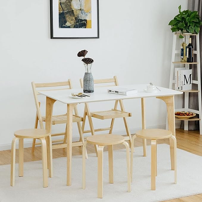 Giantex Set of 4 Wooden Stools Solid Wood Stool Space-saving Stackable - Picture 25 of 44