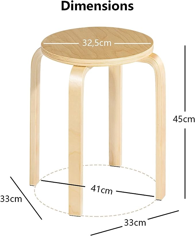 Giantex Set of 4 Wooden Stools Solid Wood Stool Space-saving Stackable - Picture 26 of 44