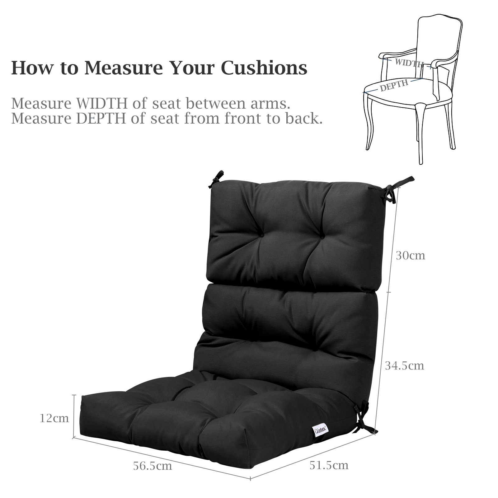 High Back Chair Cushion Patio Chair Seat Pads Non-slip Rope Belts Indoor Outdoor - Picture 10 of 49