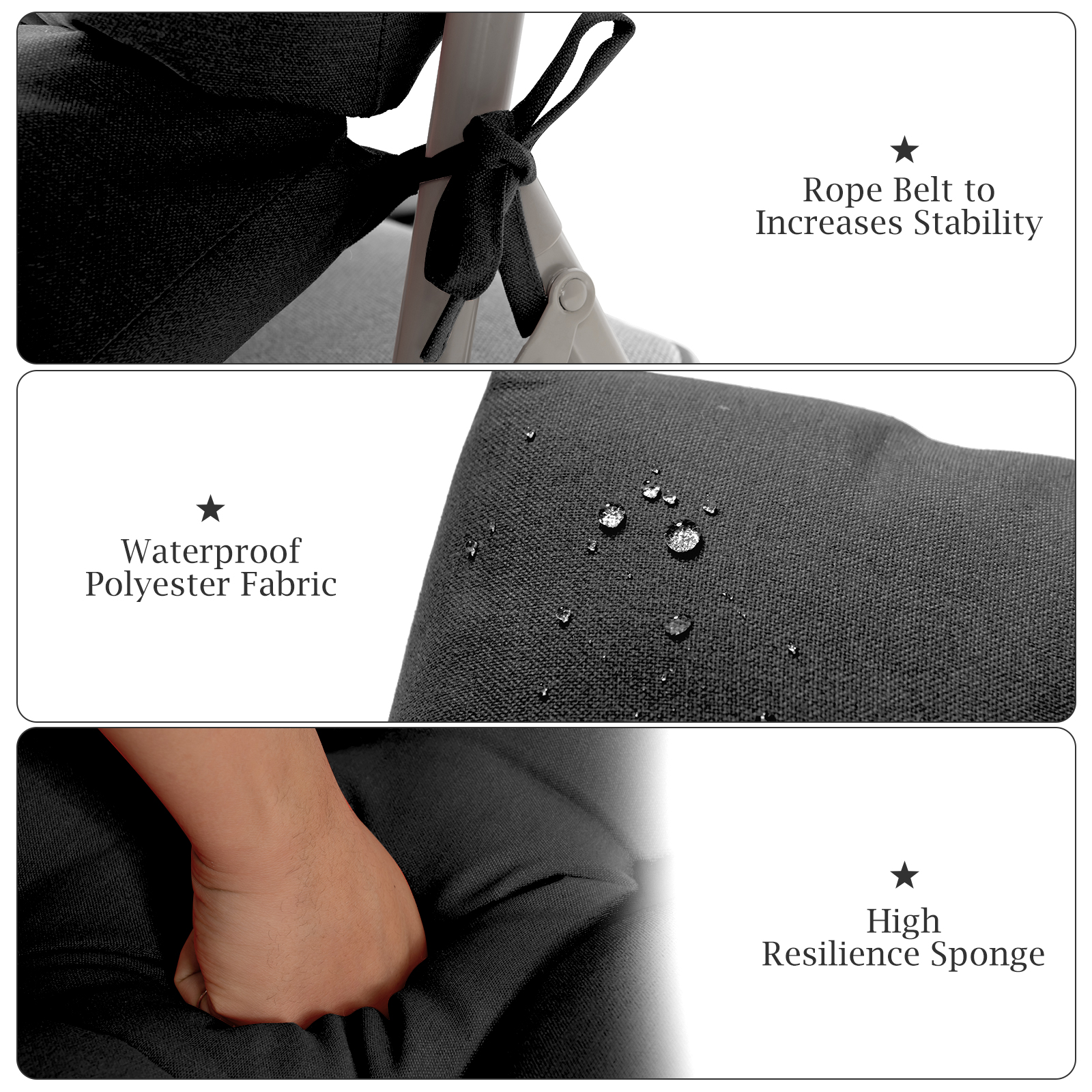 High Back Chair Cushion Patio Chair Seat Pads Non-slip Rope Belts Indoor Outdoor - Picture 14 of 49