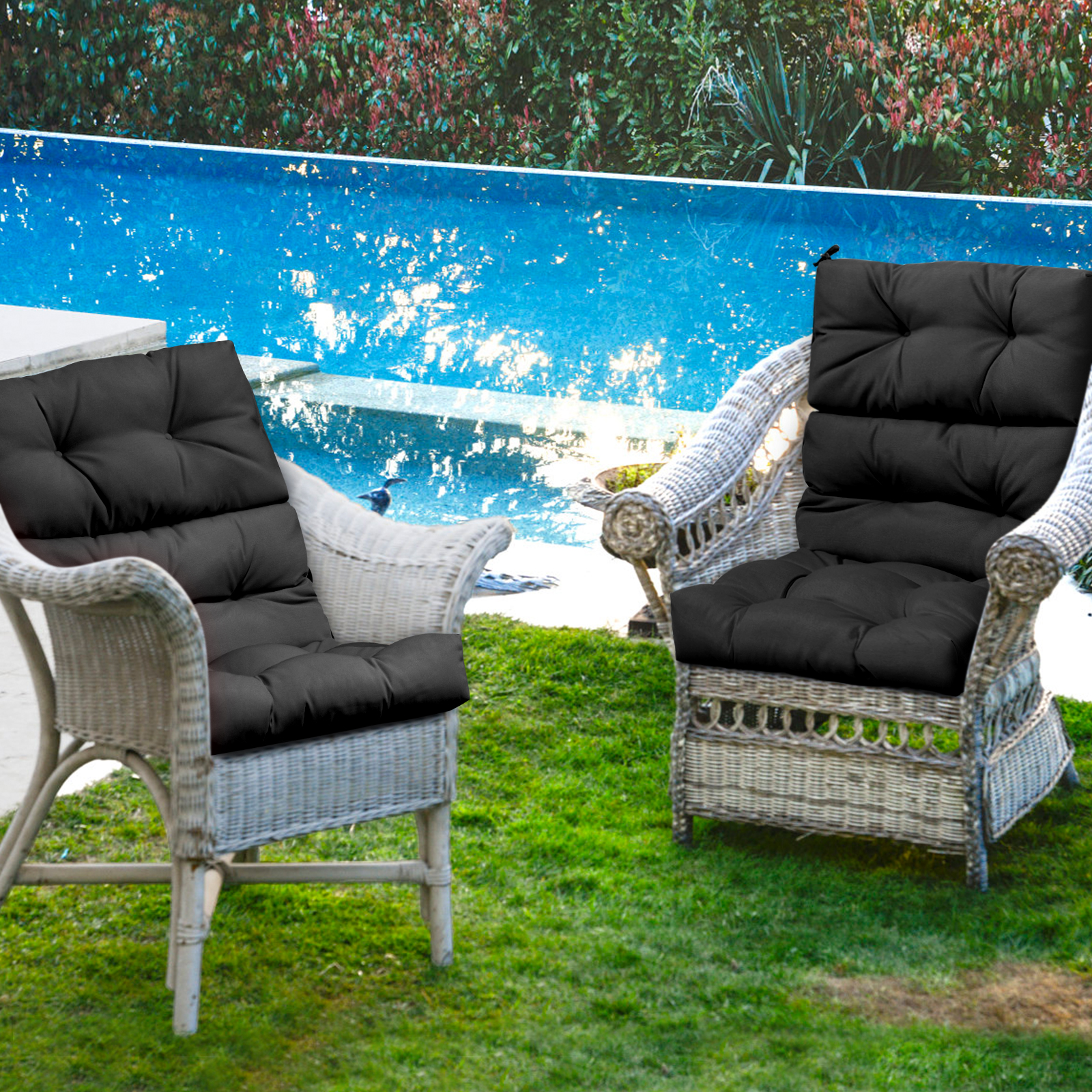 High Back Chair Cushion Patio Chair Seat Pads Non-slip Rope Belts Indoor Outdoor - Picture 16 of 49