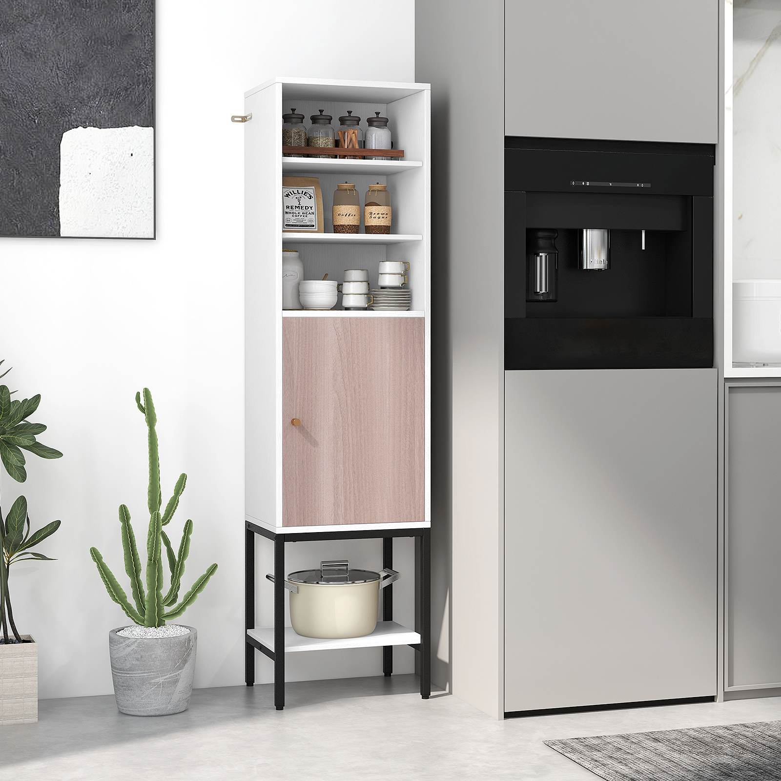 146 cm Tall Bathroom Cabinet Slim Cupboard Storage Organizer Adjustable Shelf - Picture 16 of 18